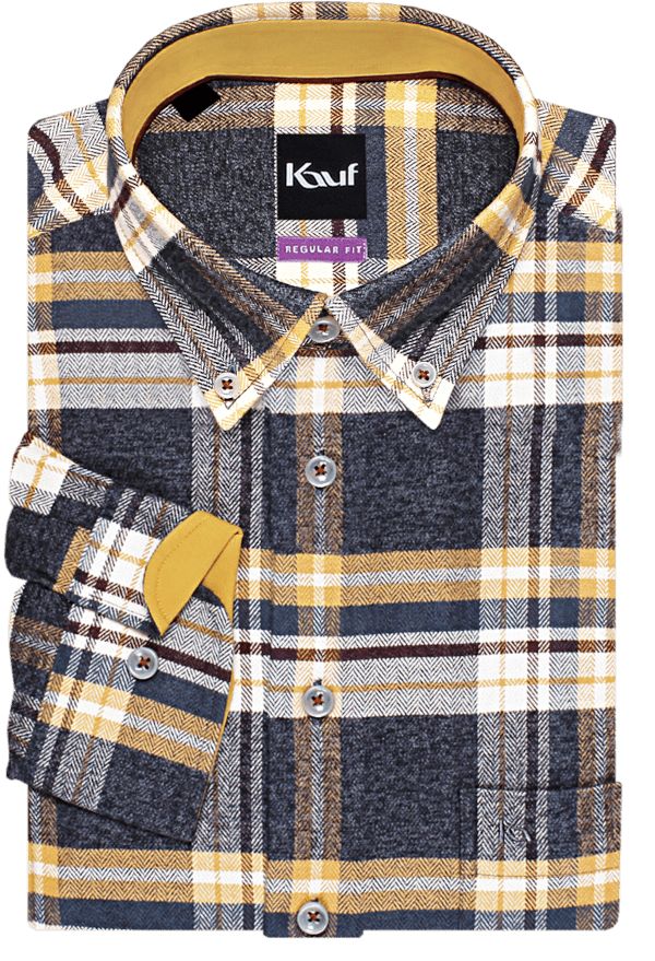 Flanellhemd Bari Button Down Langarm mit Kontrast