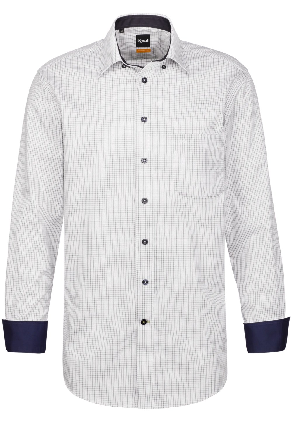 Herrenhemd kariert Firenze Button Down Langarm modern fit mit Kontrast