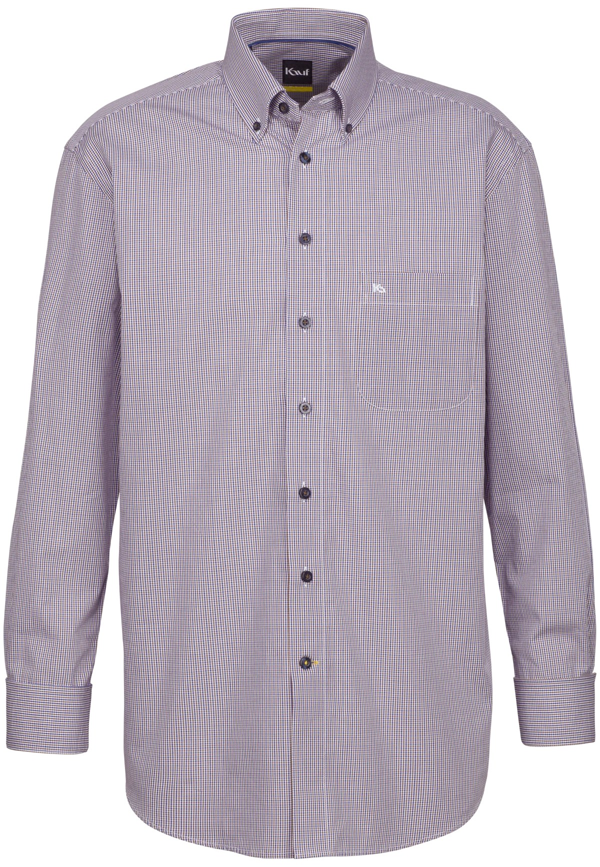 Hemd kleinkariert Pisa Button Down Langarm regular fit mit Kontrast