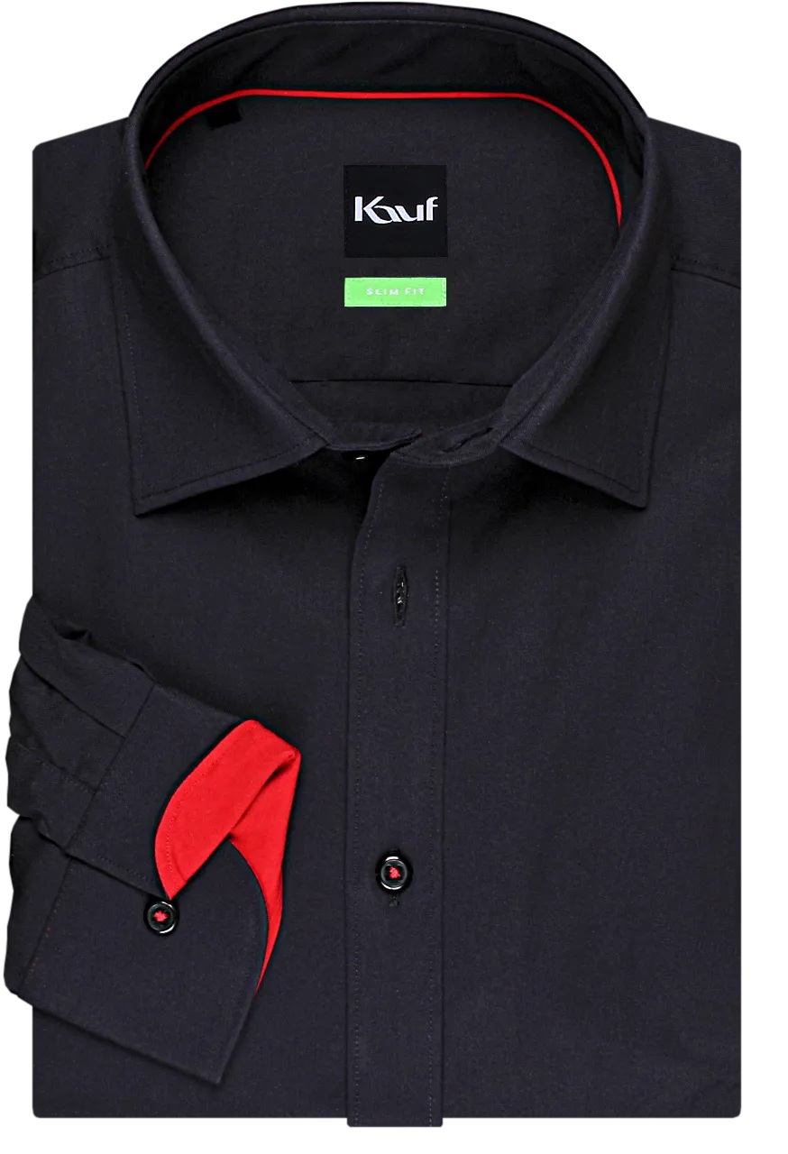 Hemd Langarm Slim London New Kent mit Kontrast ohne Brusttasche