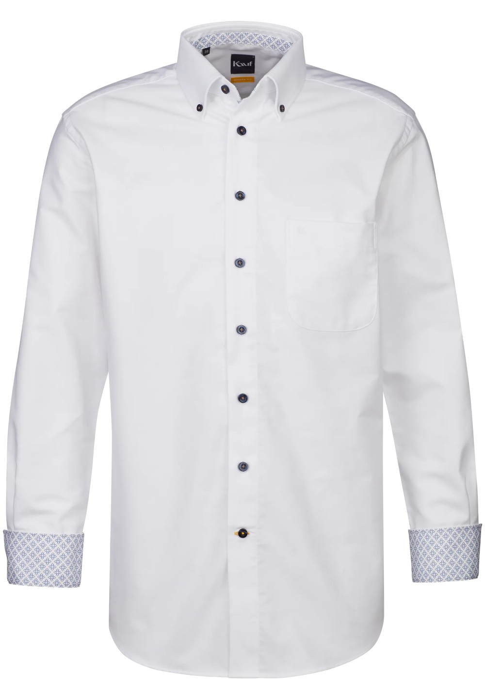 Bügelfreies Herrenhemd mit Kontrast Firenze Button Down Langarm modern fit mit Kontrast