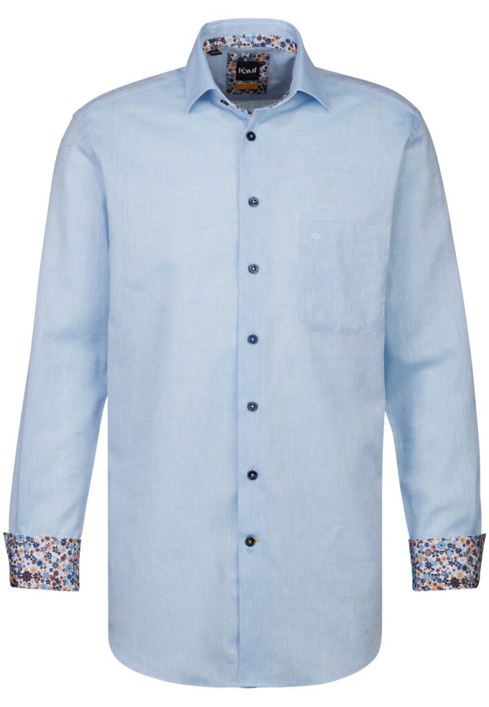 Hemd Herren hellblau Verona Kent Langarm regular fit mit Kontrast
