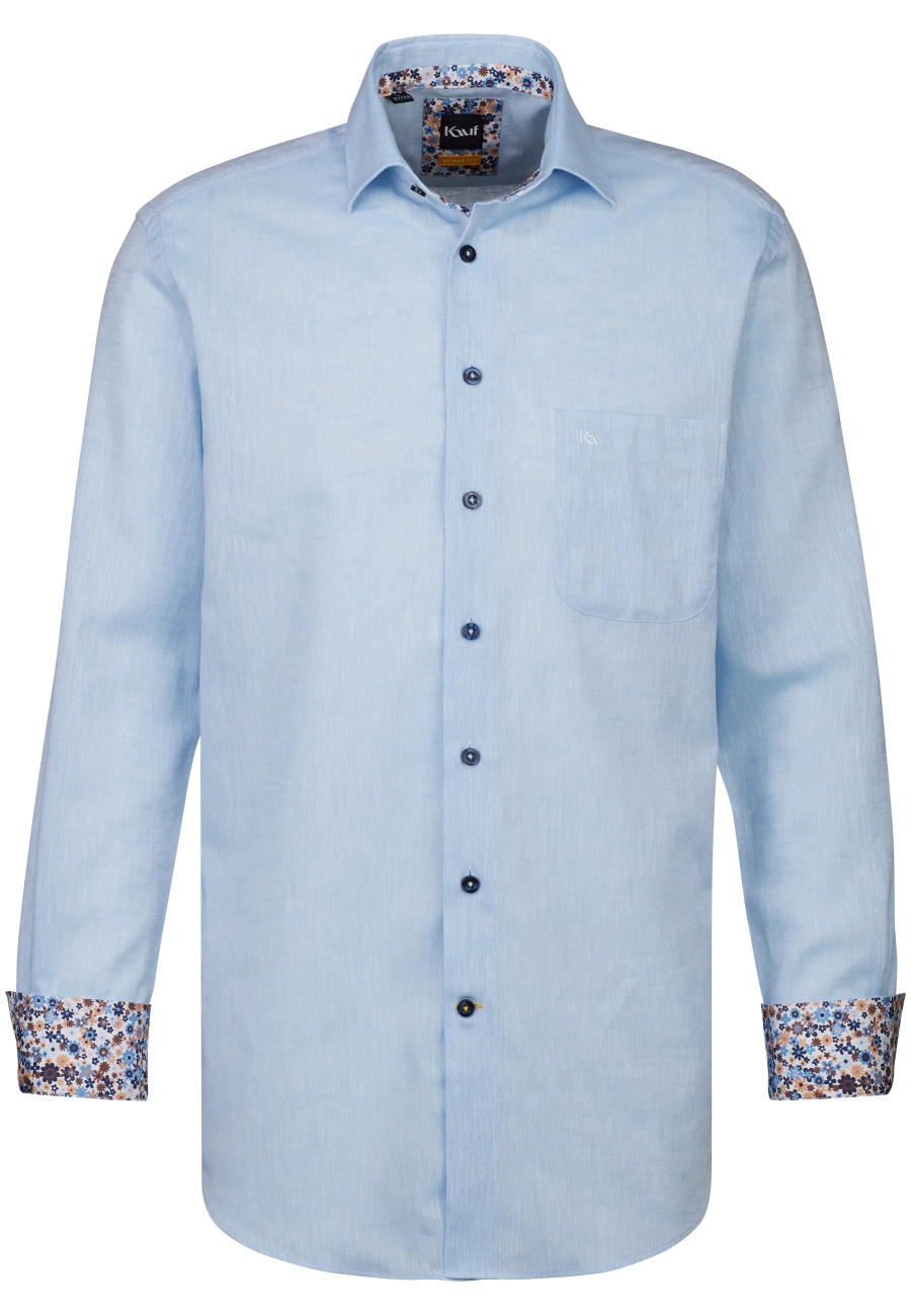 Hemd Herren hellblau Verona Kent Langarm regular fit mit Kontrast