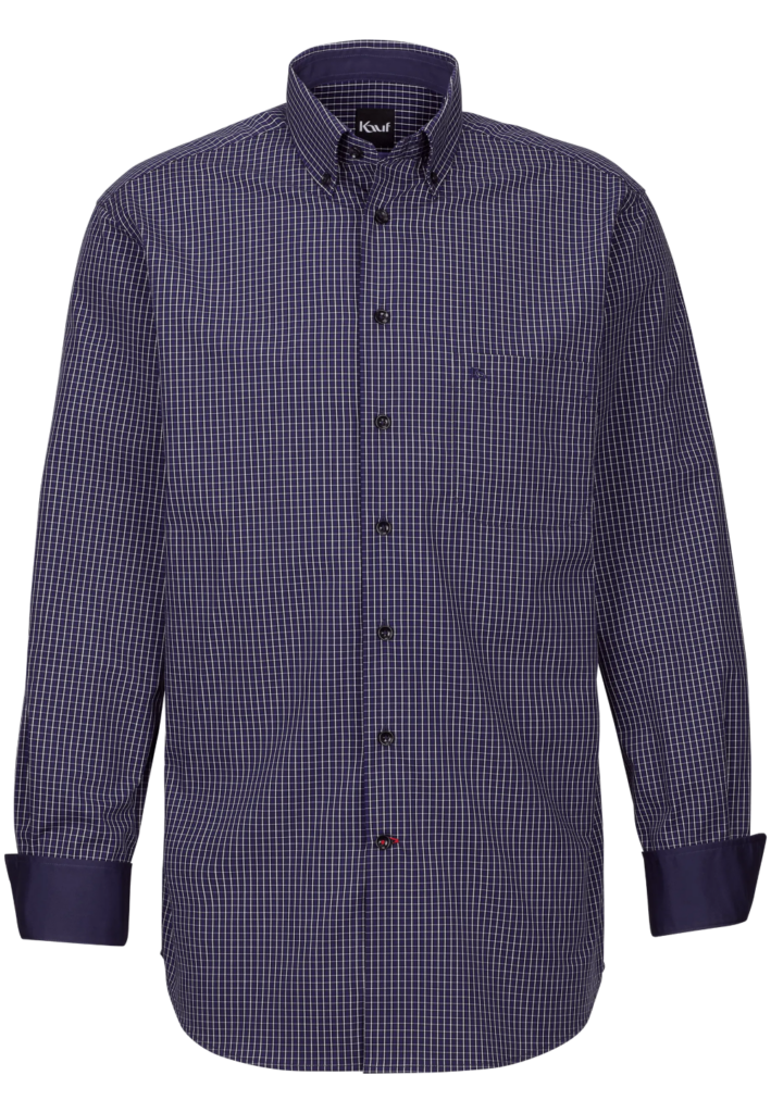 Hemd dunkelblau Langarm Bari Button Down Langarm regular fit mit Kontrast
