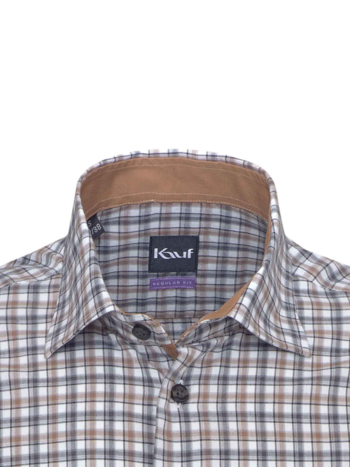 Blau-ecrufarbenes Bari Kent Hemd Regular Fit mit feinem Karo