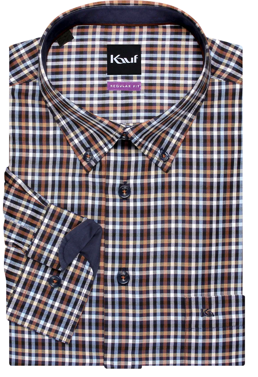 Bari Button Down Kragen Langarm mit Kontrast