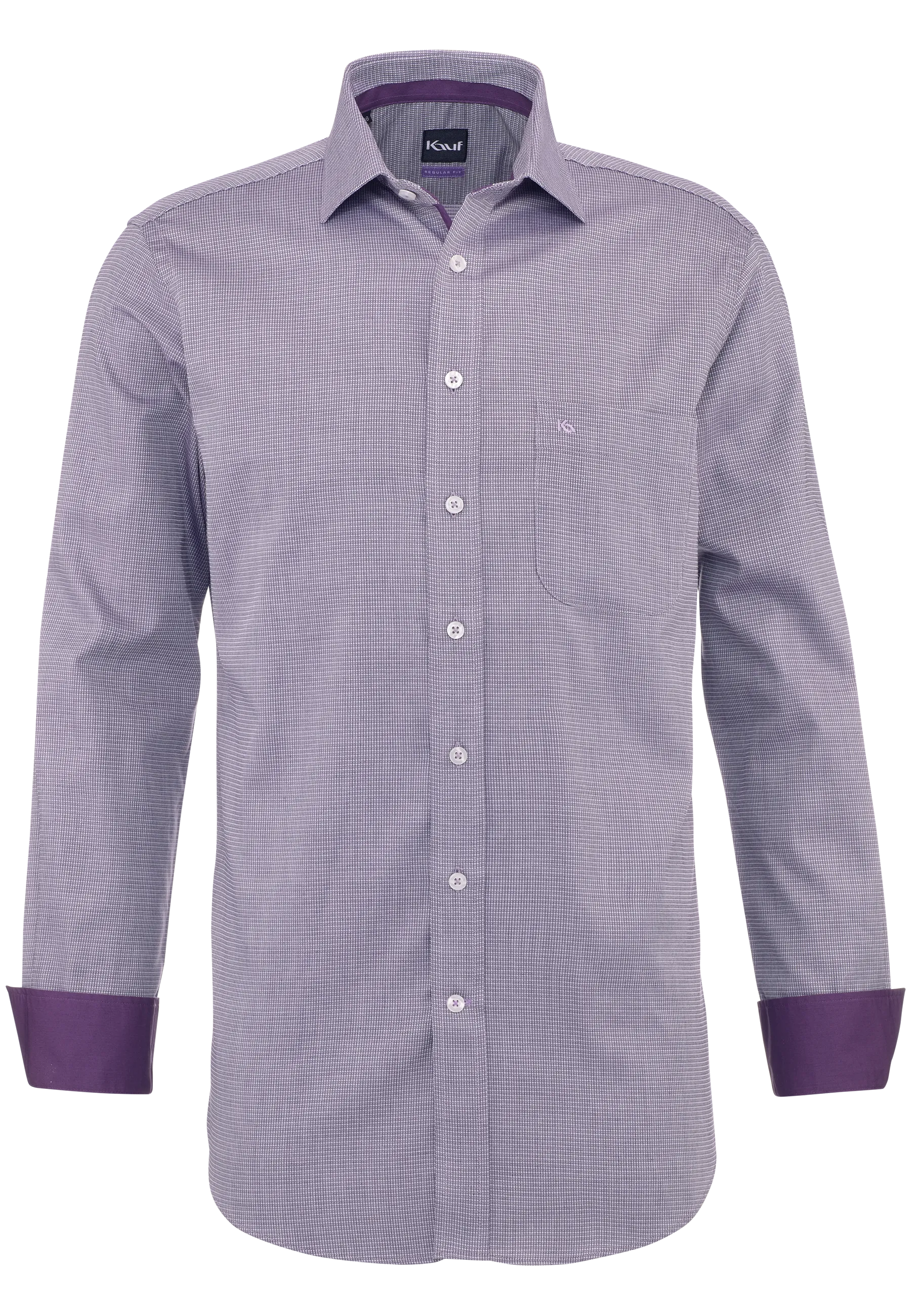 KAUF Chemise pour homme Coupe Regular Fit 325 30248 400 violet foncé texturé, col New Kent et poche de sécurité