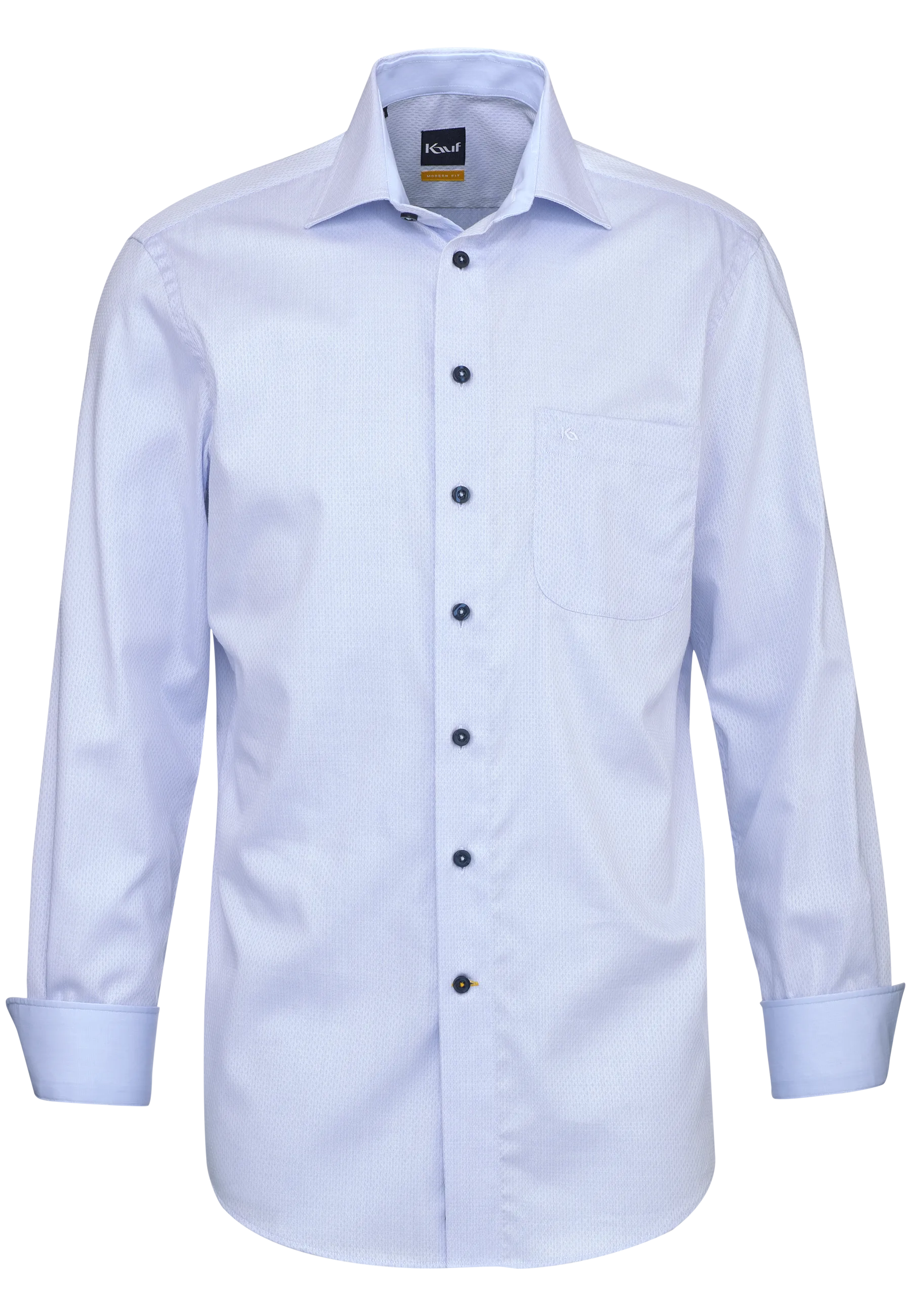 KAUF Modern Fit Herrenhemd 229 30216 500 hellblau-weiss mit feinem Jacquardmuster, New Kent-Kragen und Safety Pocket