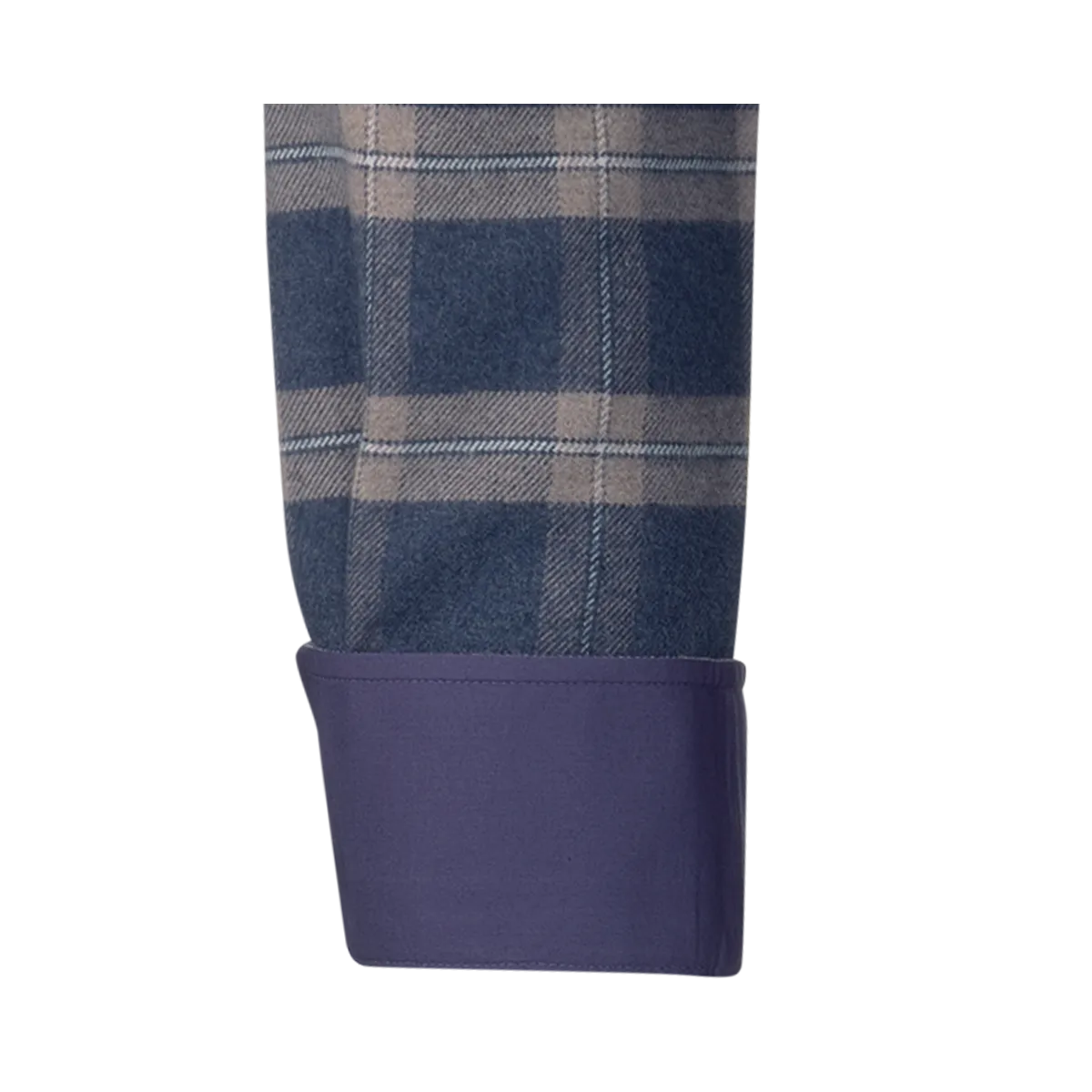 Regular-fit flannel shirt in dark blue and brown with a checked pattern