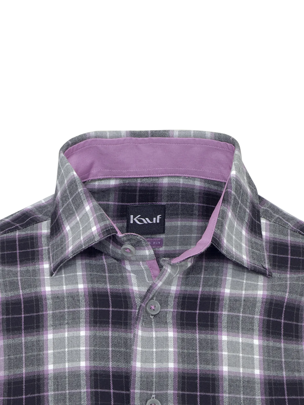 Dark grey and purple Bari Kent flannel shirt with a striking checked pattern