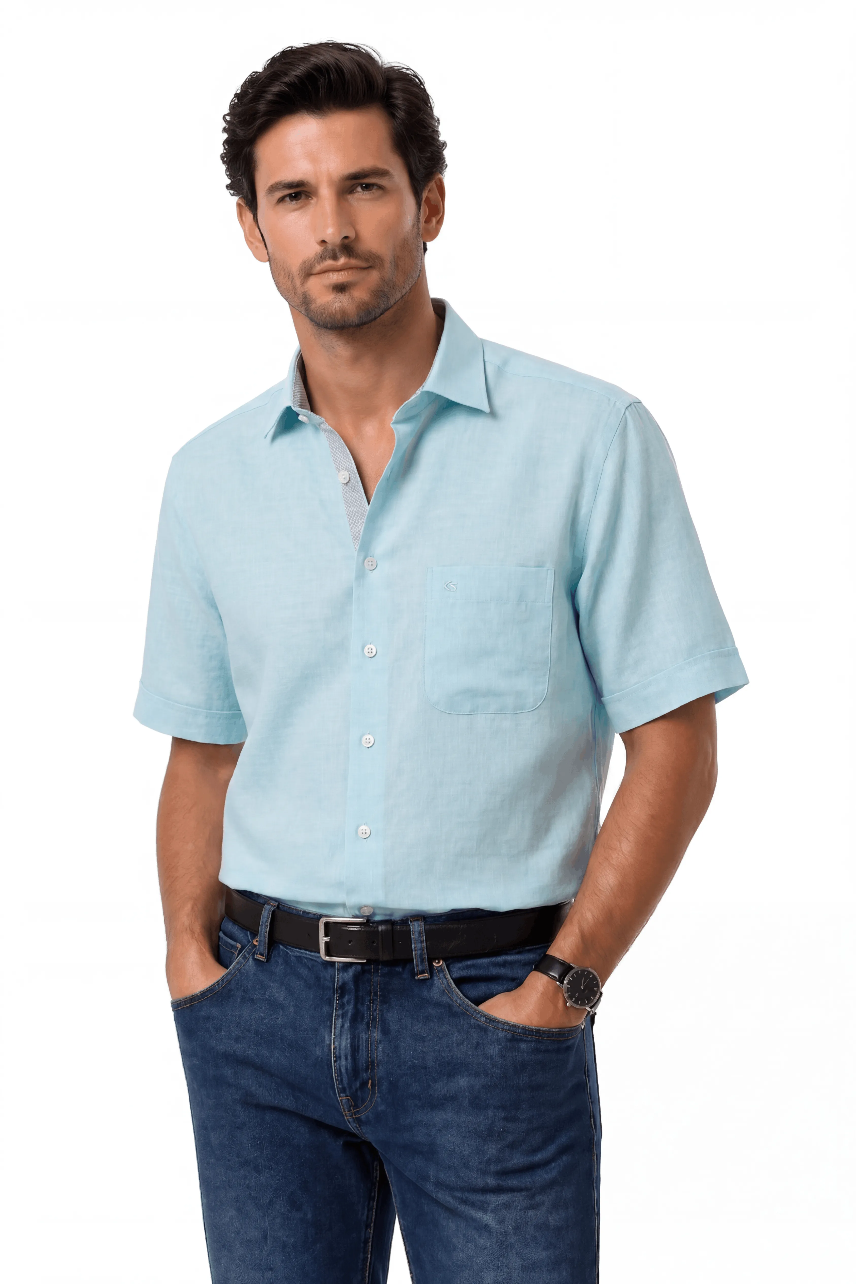 Bari Kent regular fit manches courtes avec contraste