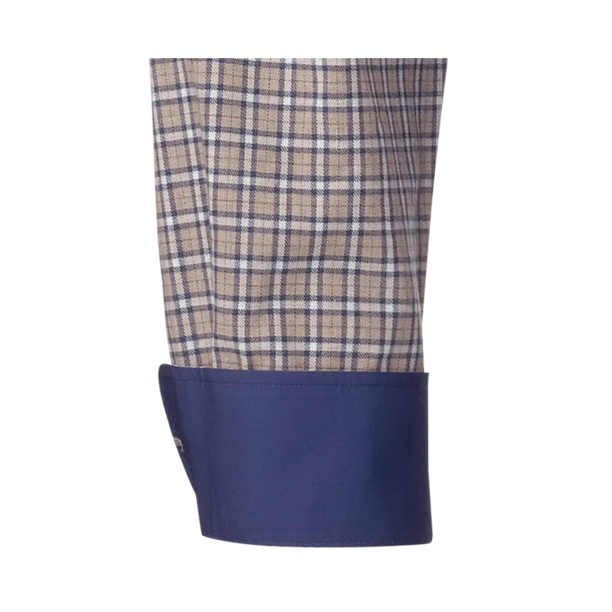 Kariertes Bari Kent Hemd in Beige und Navy