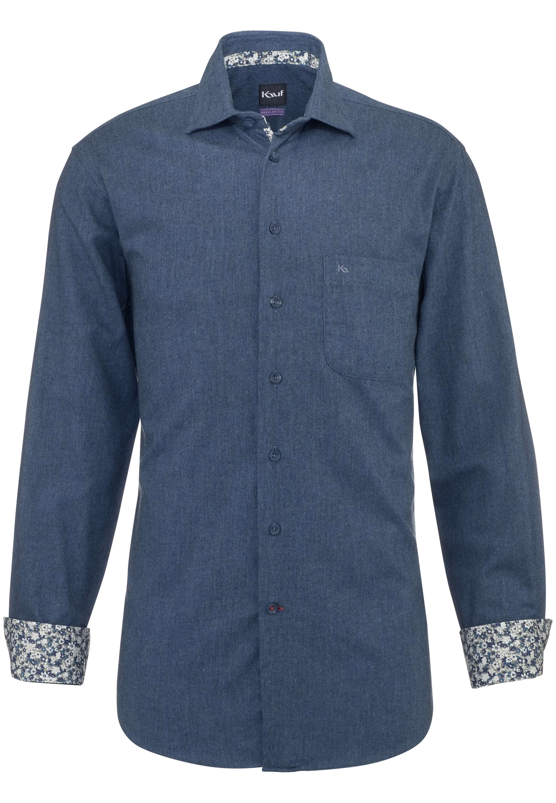 Blaues KAUF Bari Herrenhemd Regular Fit aus leichtem Flanell mit Kent-Kragen und Brusttasche