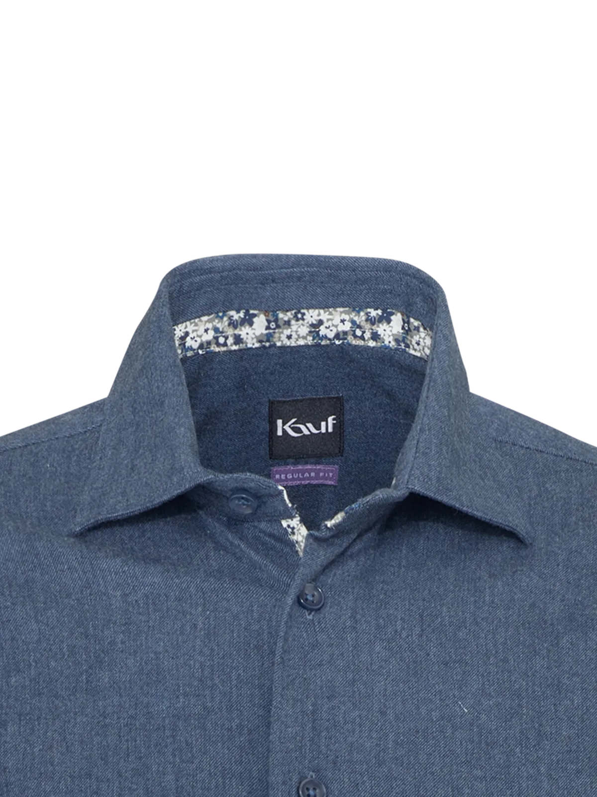 Blaues Bari Kent Leichtflanellhemd Regular Fit