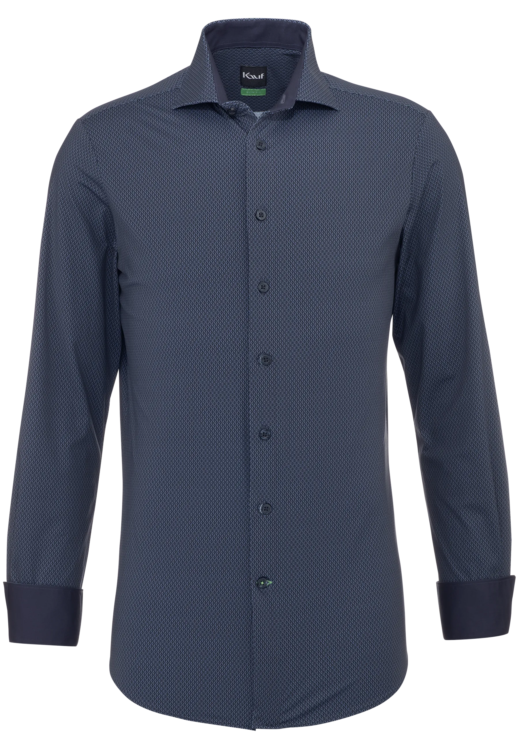 Dunkelgraues KAUF London Herrenhemd Slim Fit aus Jersey mit geometrischem Minimaldruck und New-Kent-Kragen