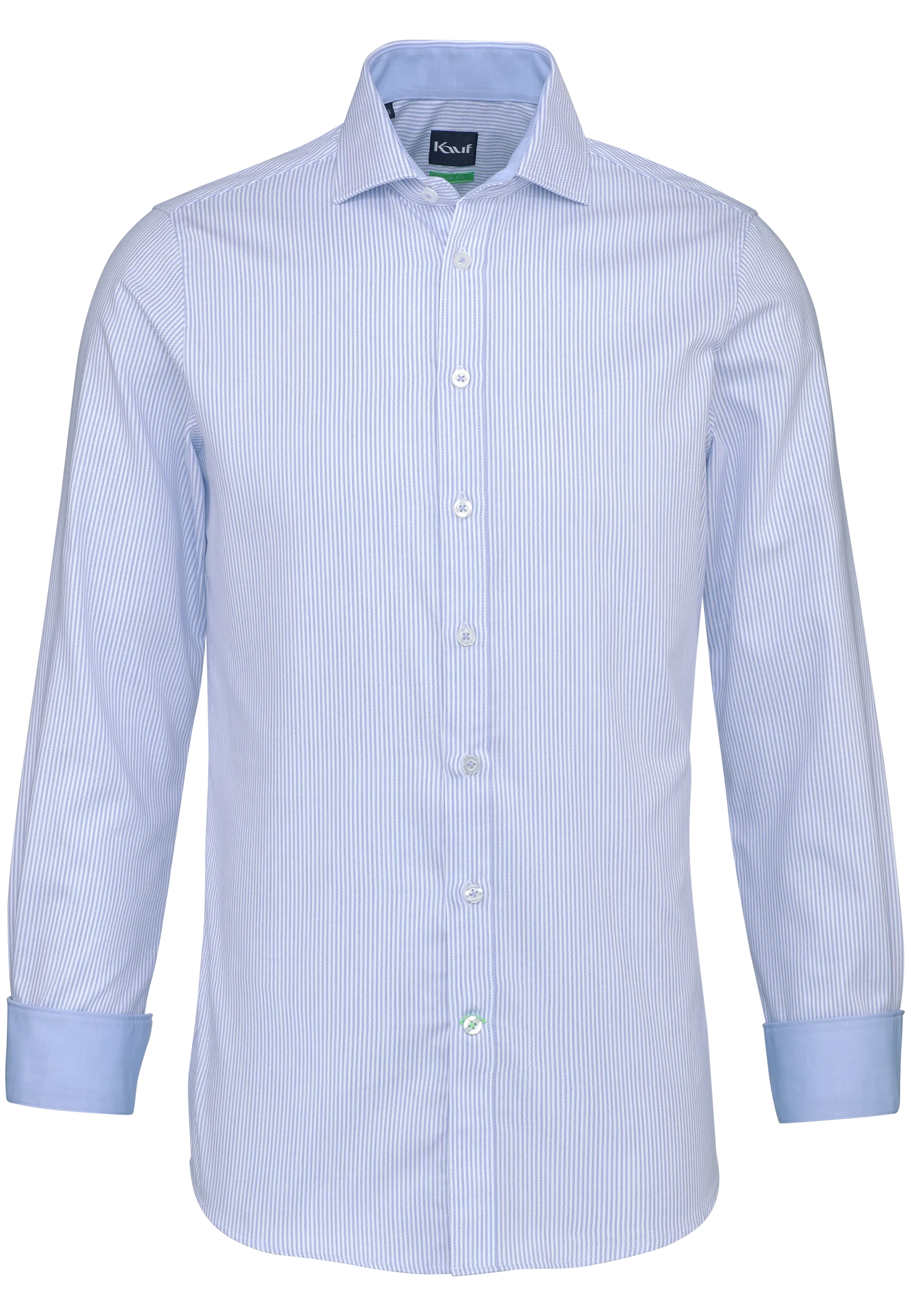 KAUF Slim Fit Herrenhemd 829 30209 500 weiss hellblau mit feinem Schwesternstreifen und New Kent Kragen