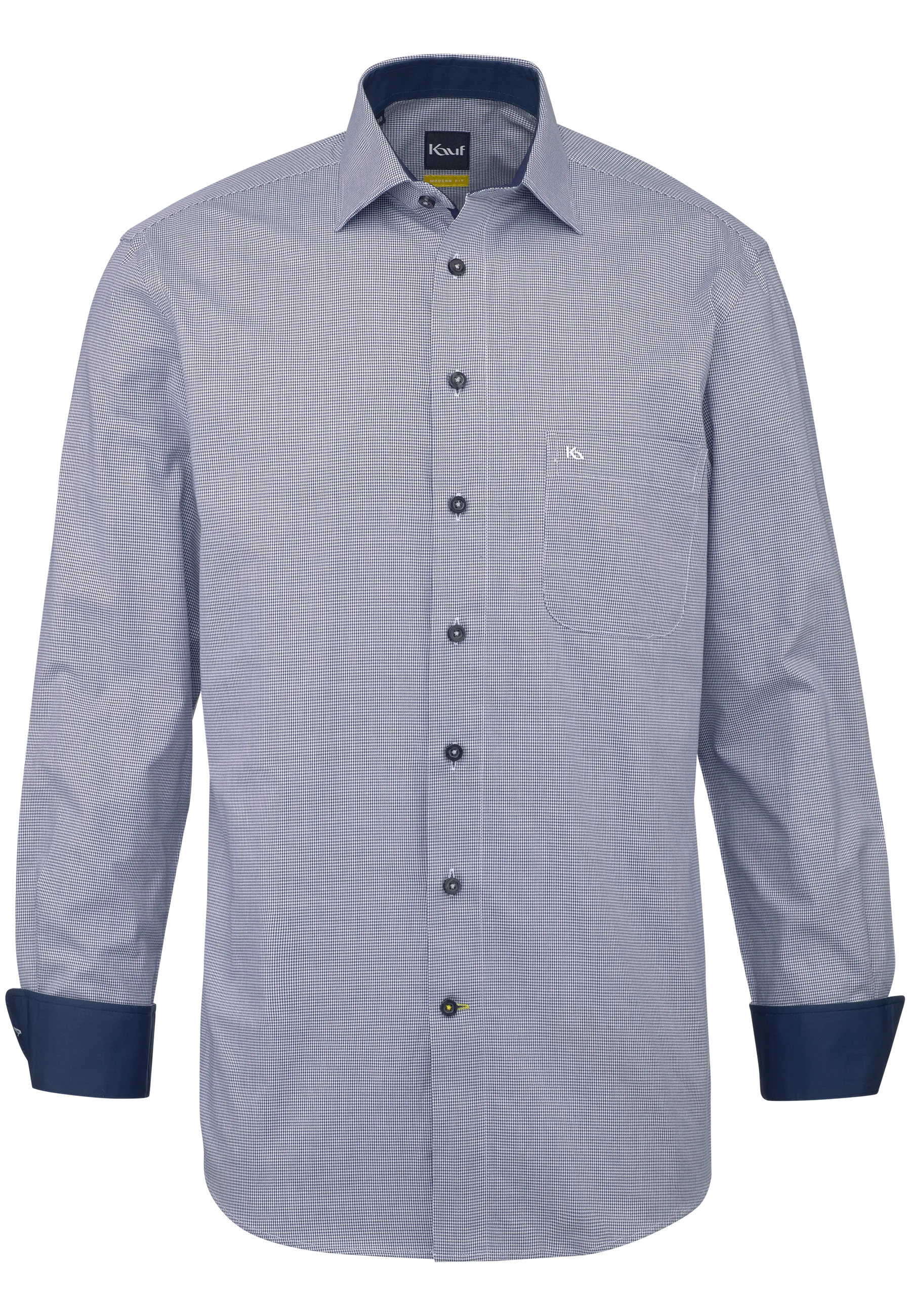 KAUF Men’s Regular Fit Shirt, dark blue and white Vichy check, New Kent 325 30223 500
