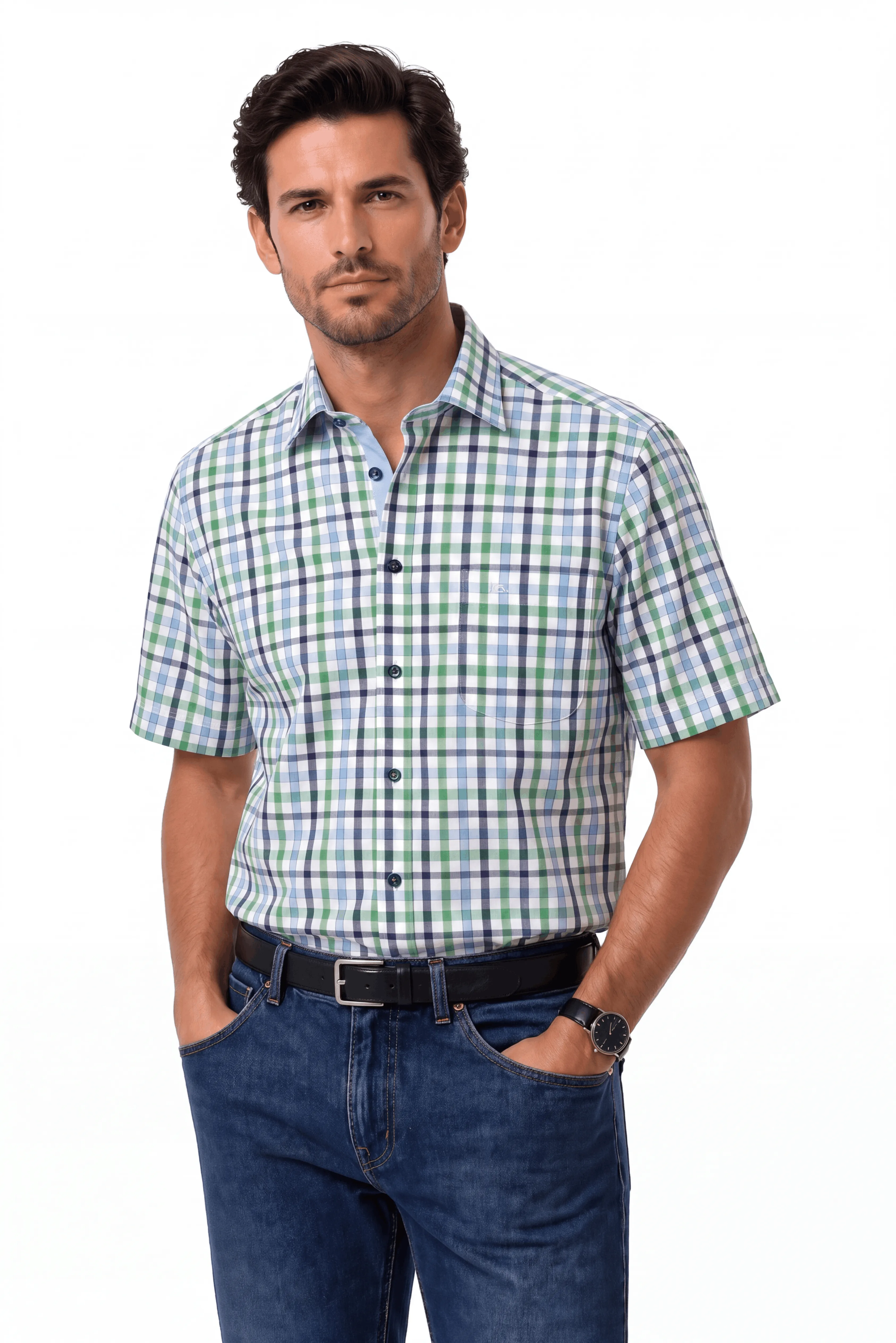 Bari Kent regular fit manches courtes avec contraste