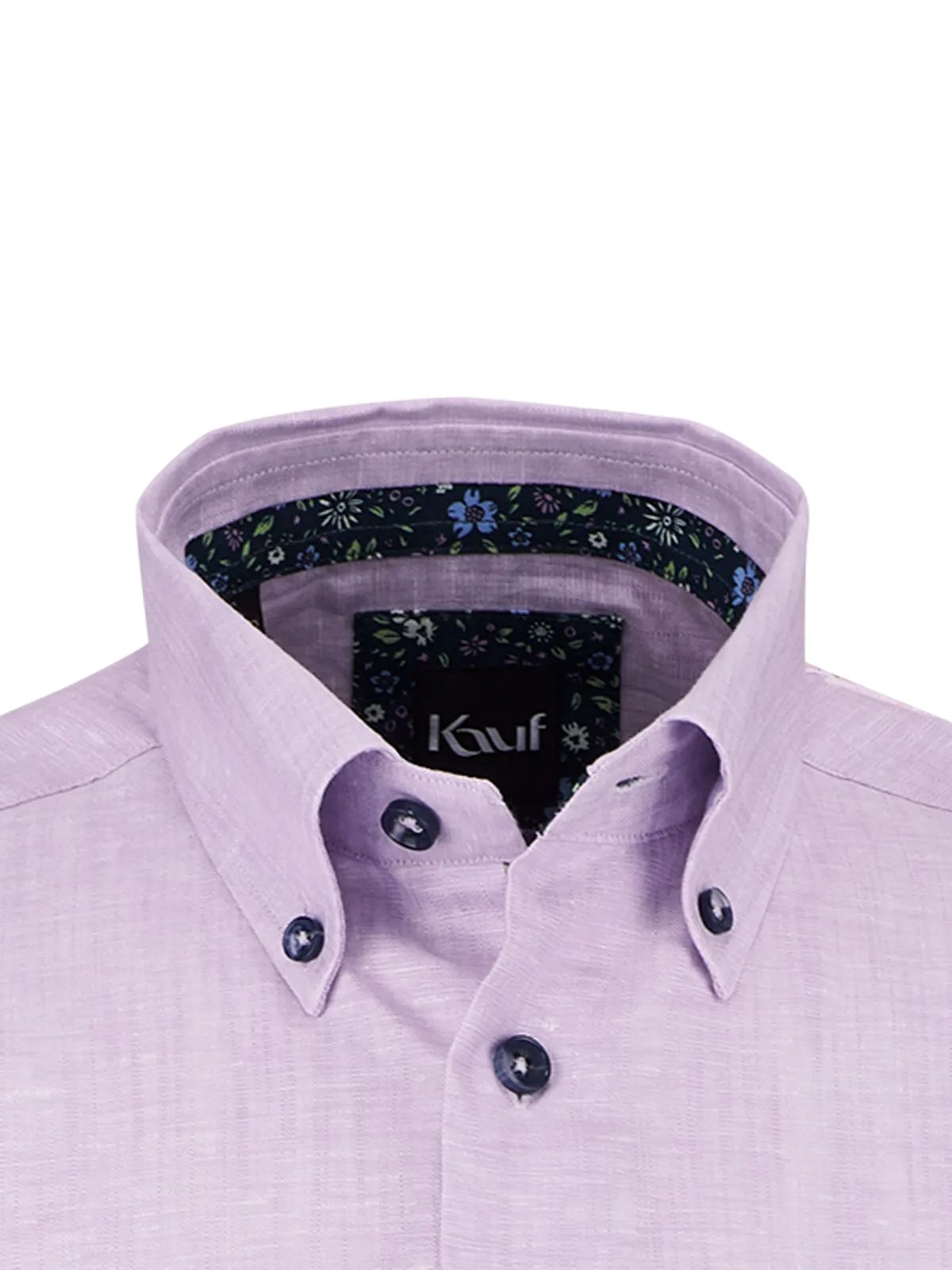 Bari Button Down Kurzarm regular fit mit Kontrast mit Leinen