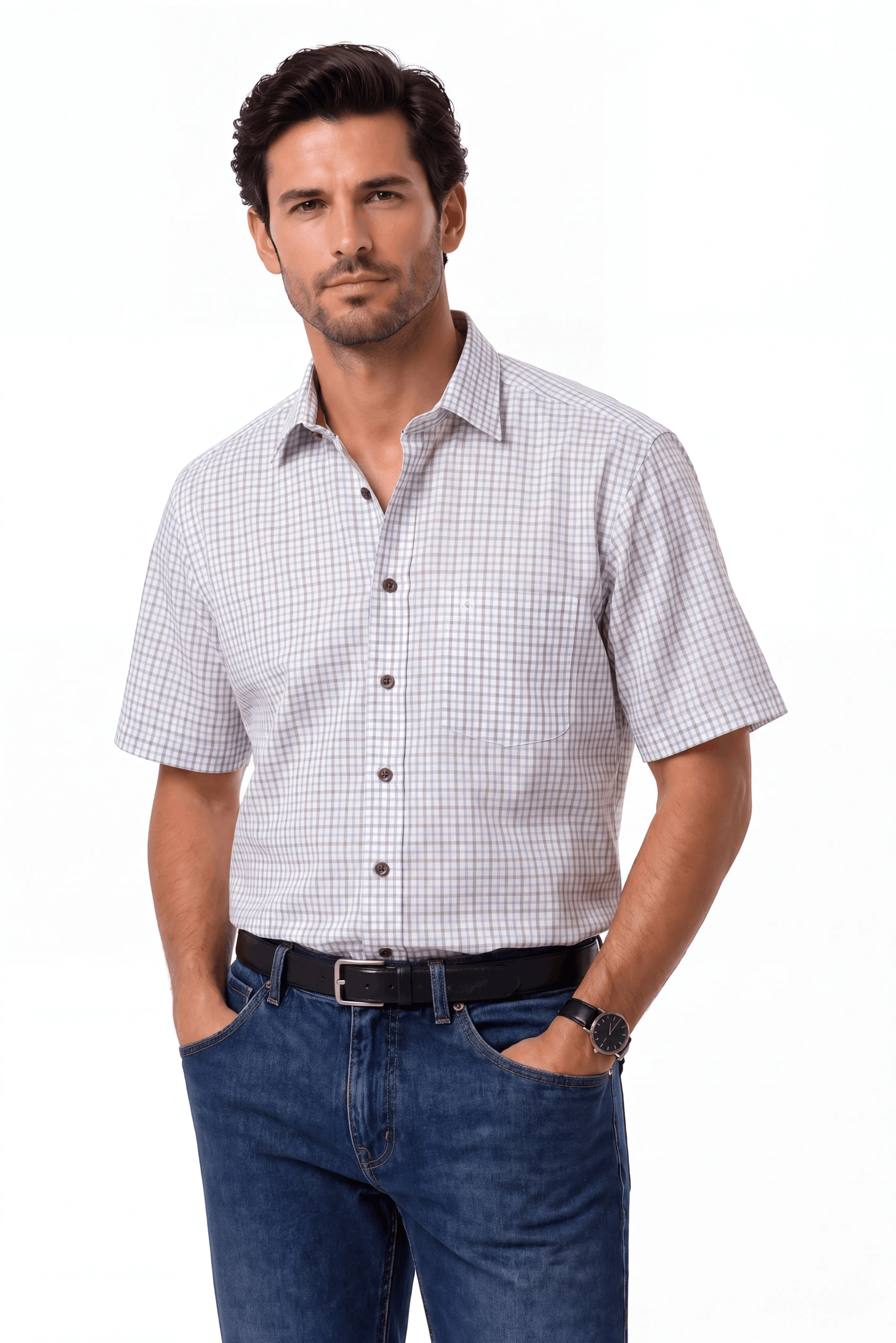 Bari Kent Kurzarm regular fit mit Kontrast