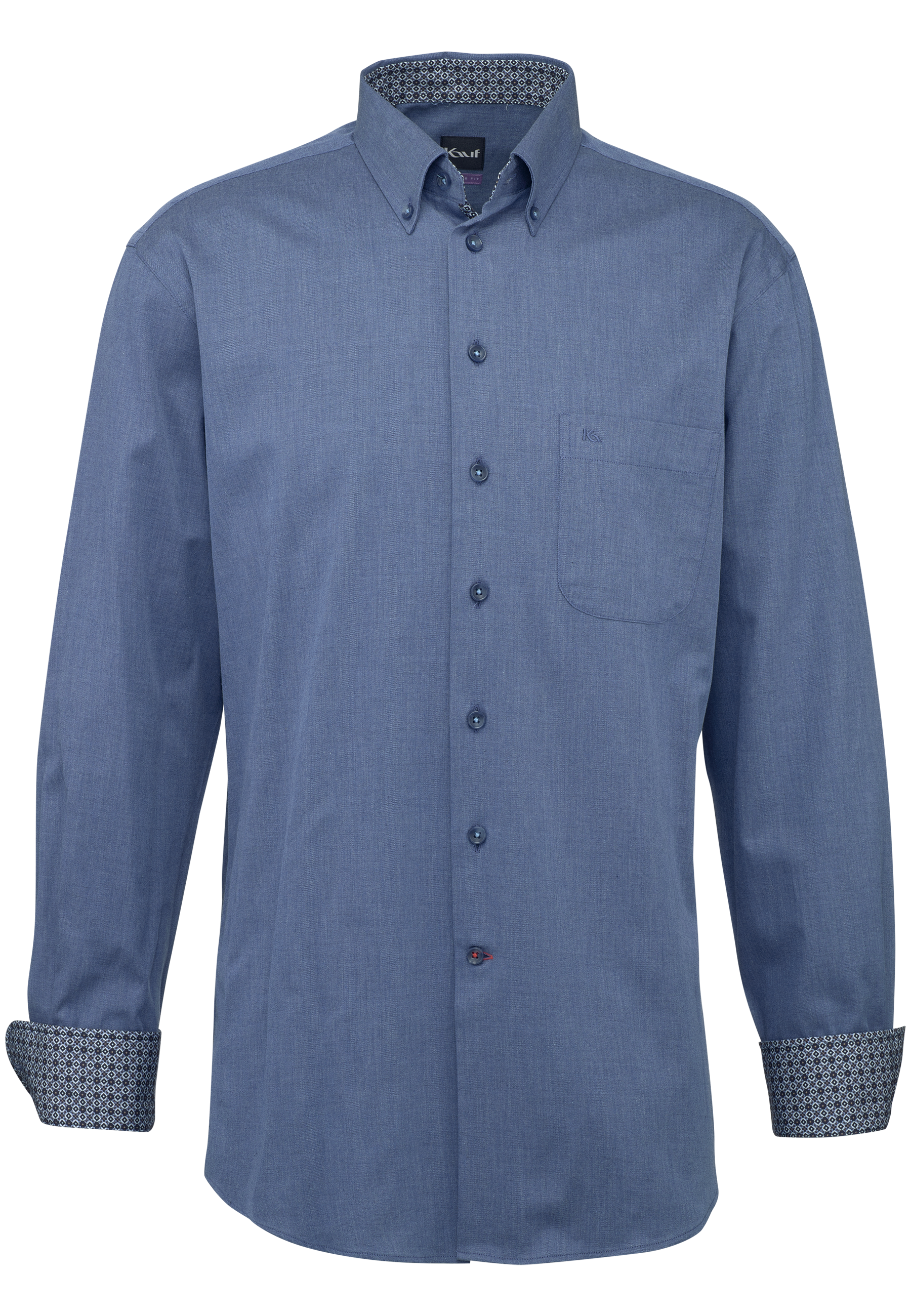 Blaues KAUF Herrenhemd Regular Fit mit Button-Down-Kragen