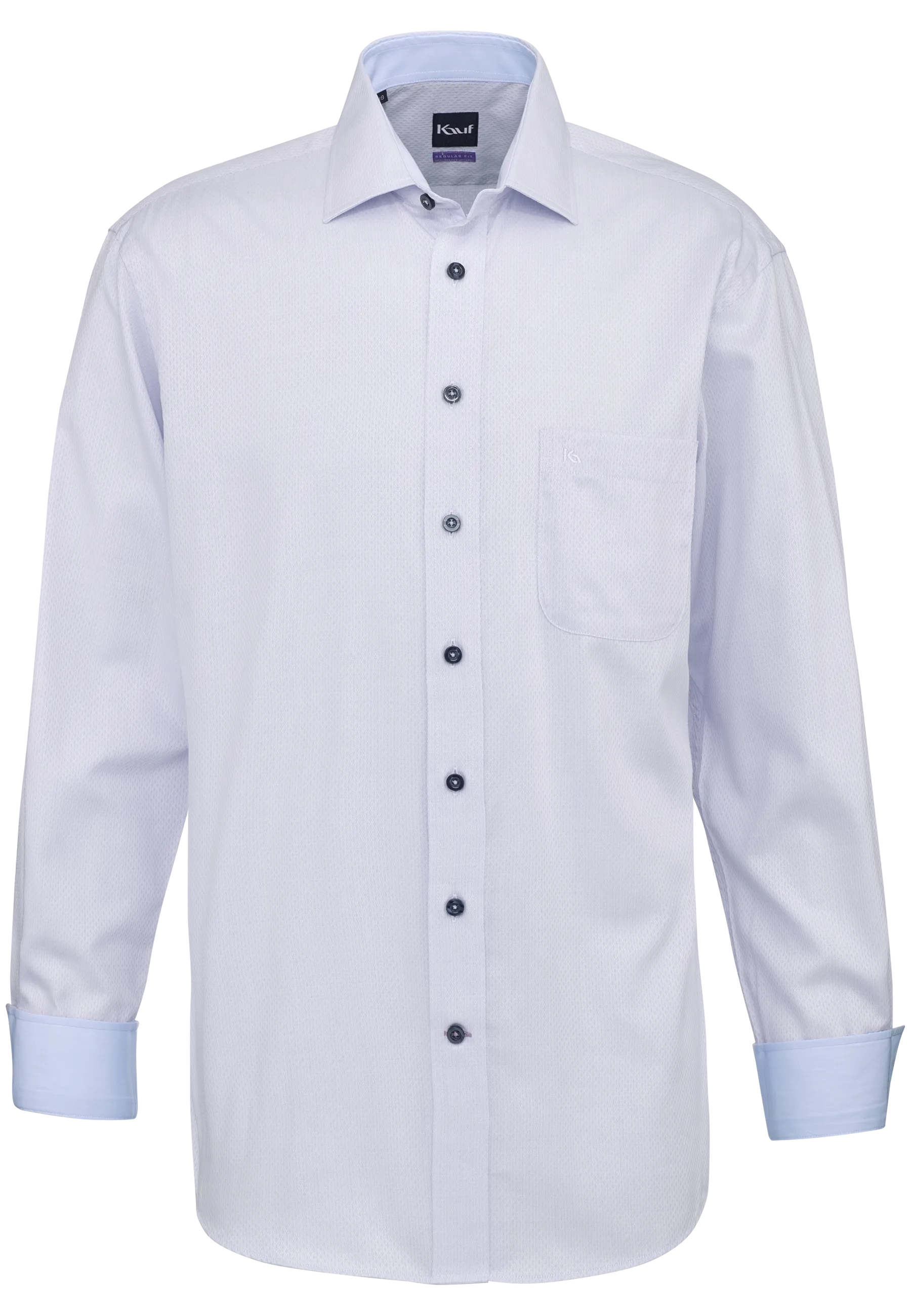 Light blue Kauf Pisa men's shirt, regular fit, with a subtle tone-on-tone minimalist pattern, New Kent collar and breast pocket