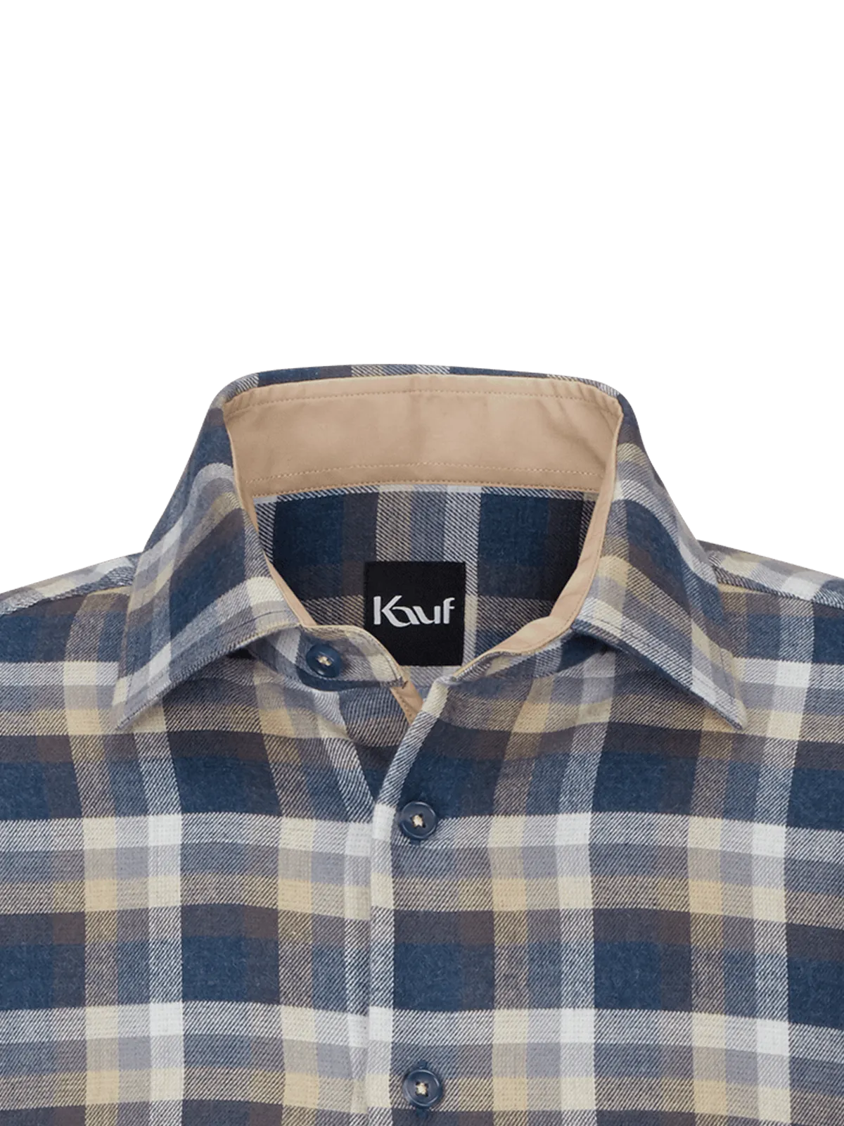 Bari Kent a manica lunga regular fit con contrasto in qualità flanella