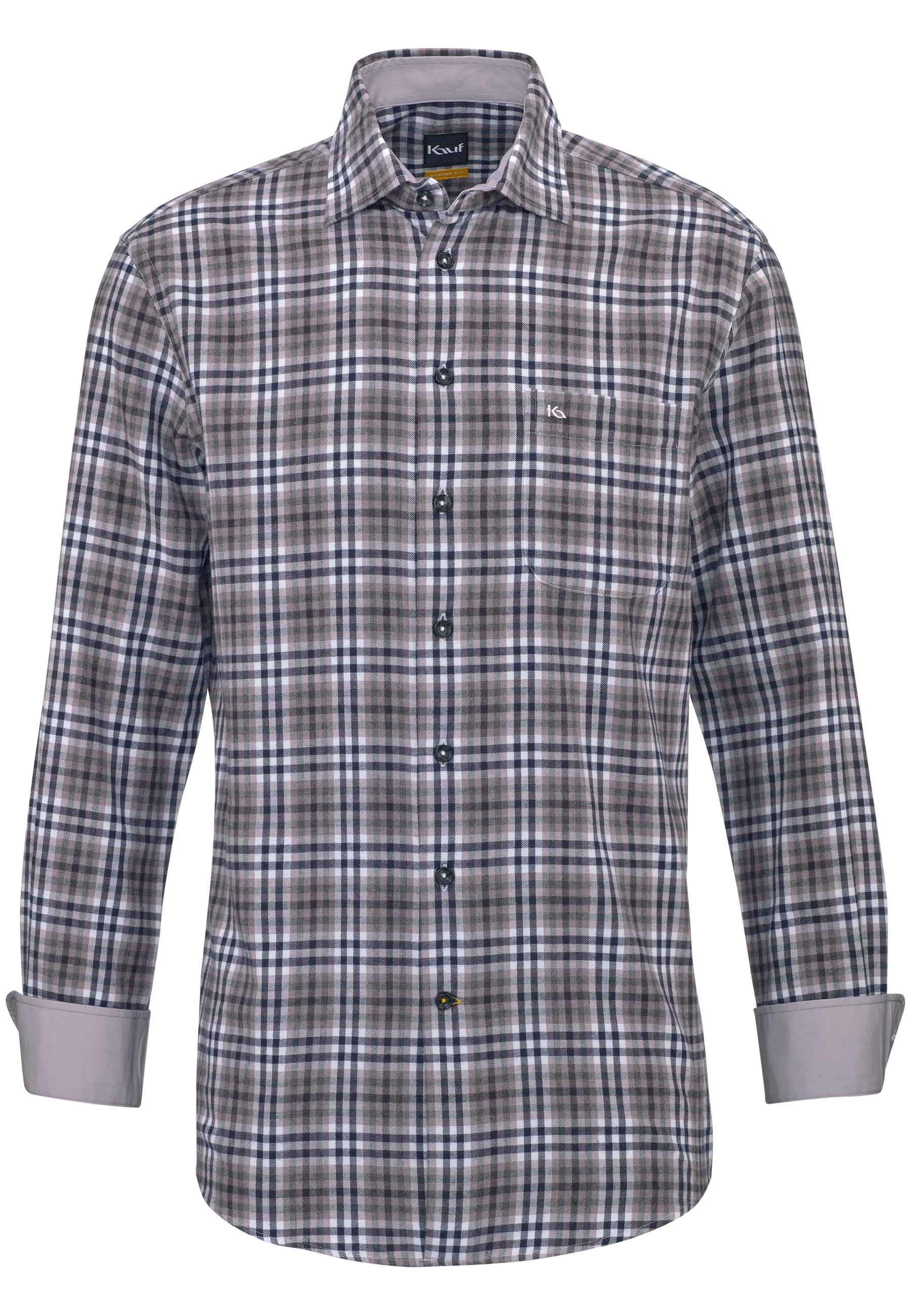 KAUF Chemise pour homme Bari Kent Coupe Regular Fit 176 60332 400 en flanelle légère à carreaux mauves et noirs