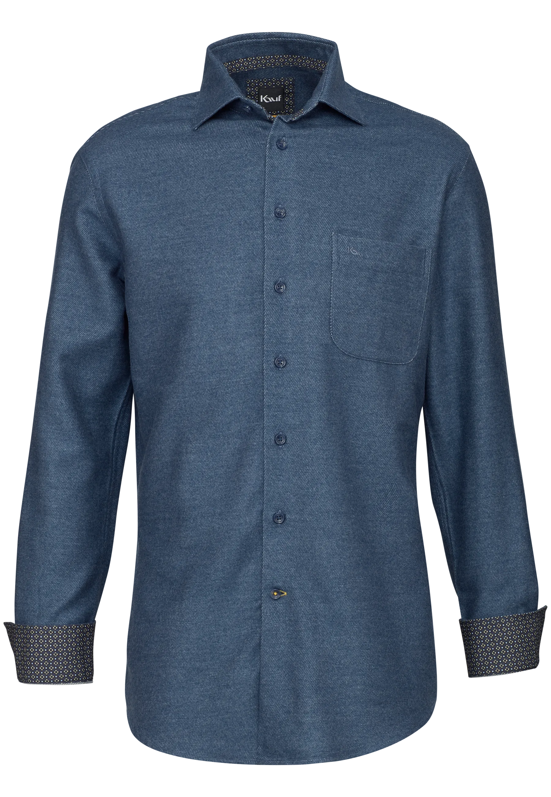 Bari Kent Langarm regular fit mit Kontrast in Flanellqualität