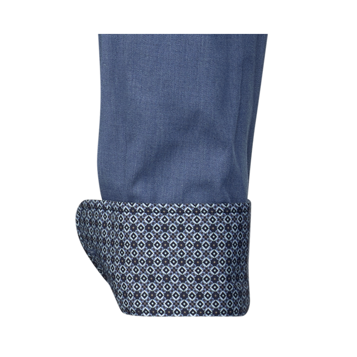 Gemusterte Manschette des blauen KAUF Sports Hemdes