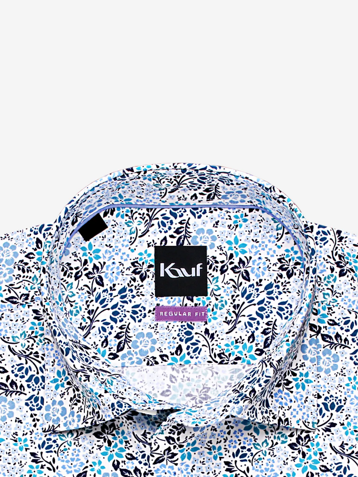 Short sleeve shirt blue Bari Kent with contrast collar
