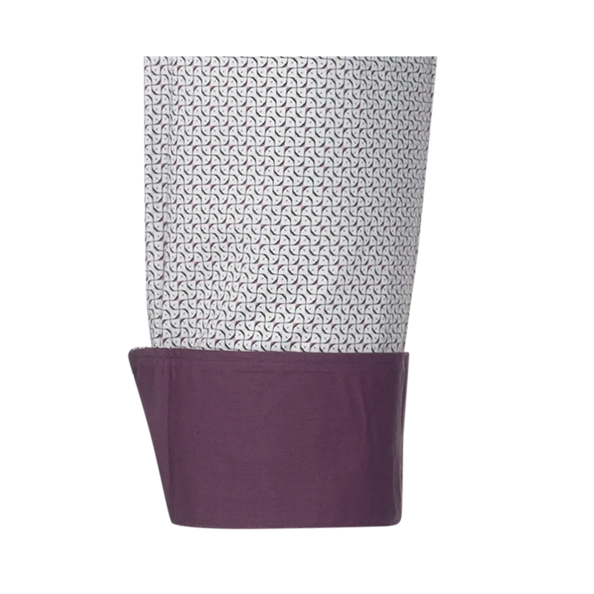Slim Fit Herrenhemd Weiss mit feinem Ornamentdruck in Weinrot