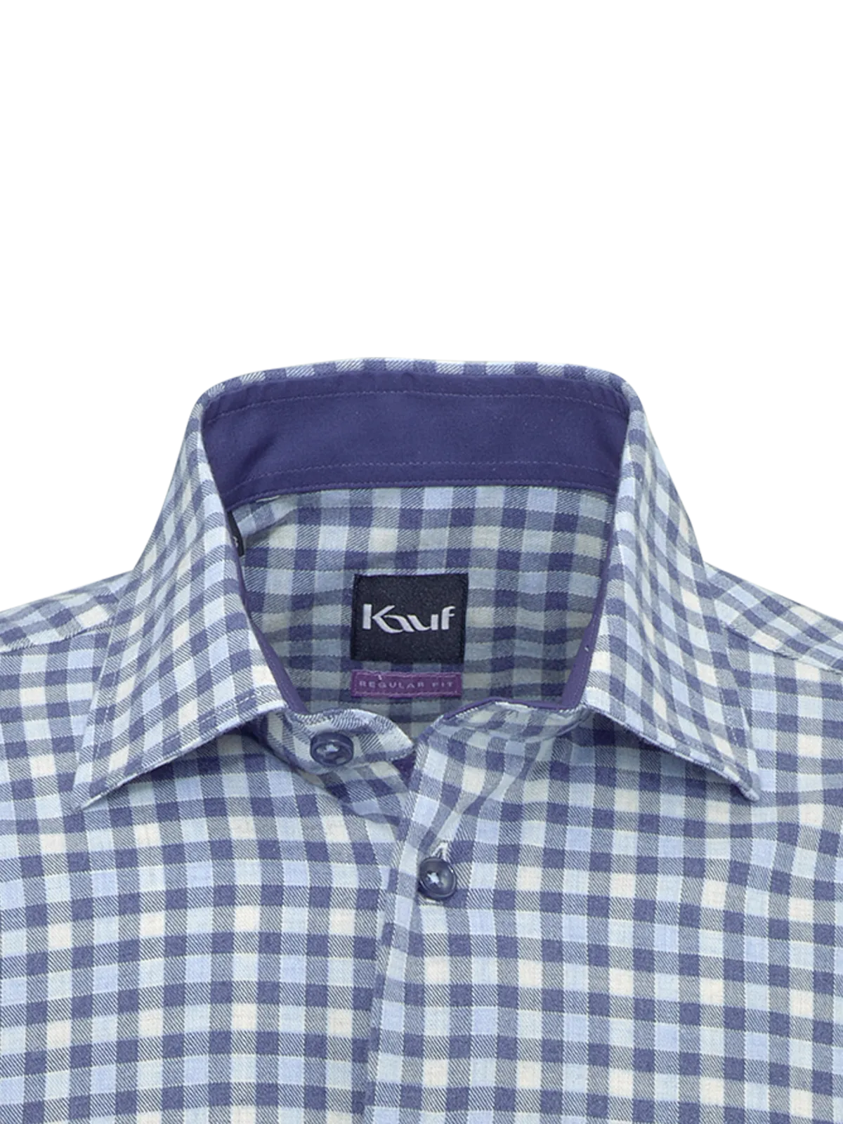 Regular-fit flannel shirt in navy, light blue and beige with a checked pattern