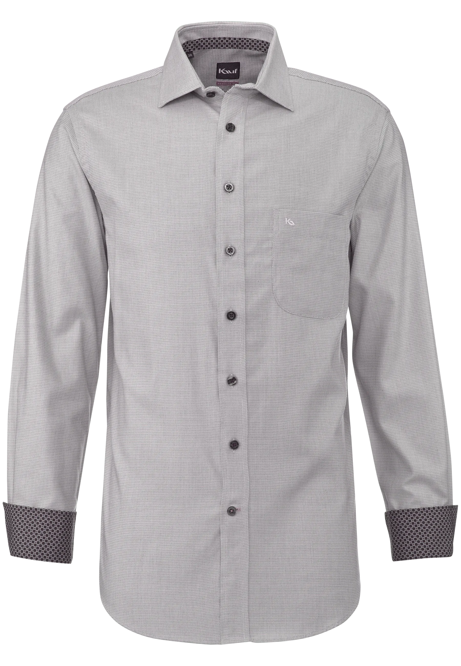 KAUF Regular Fit Men’s Shirt 325 30234 100, beige with a subtle twill texture, a New Kent collar and a safety pocket