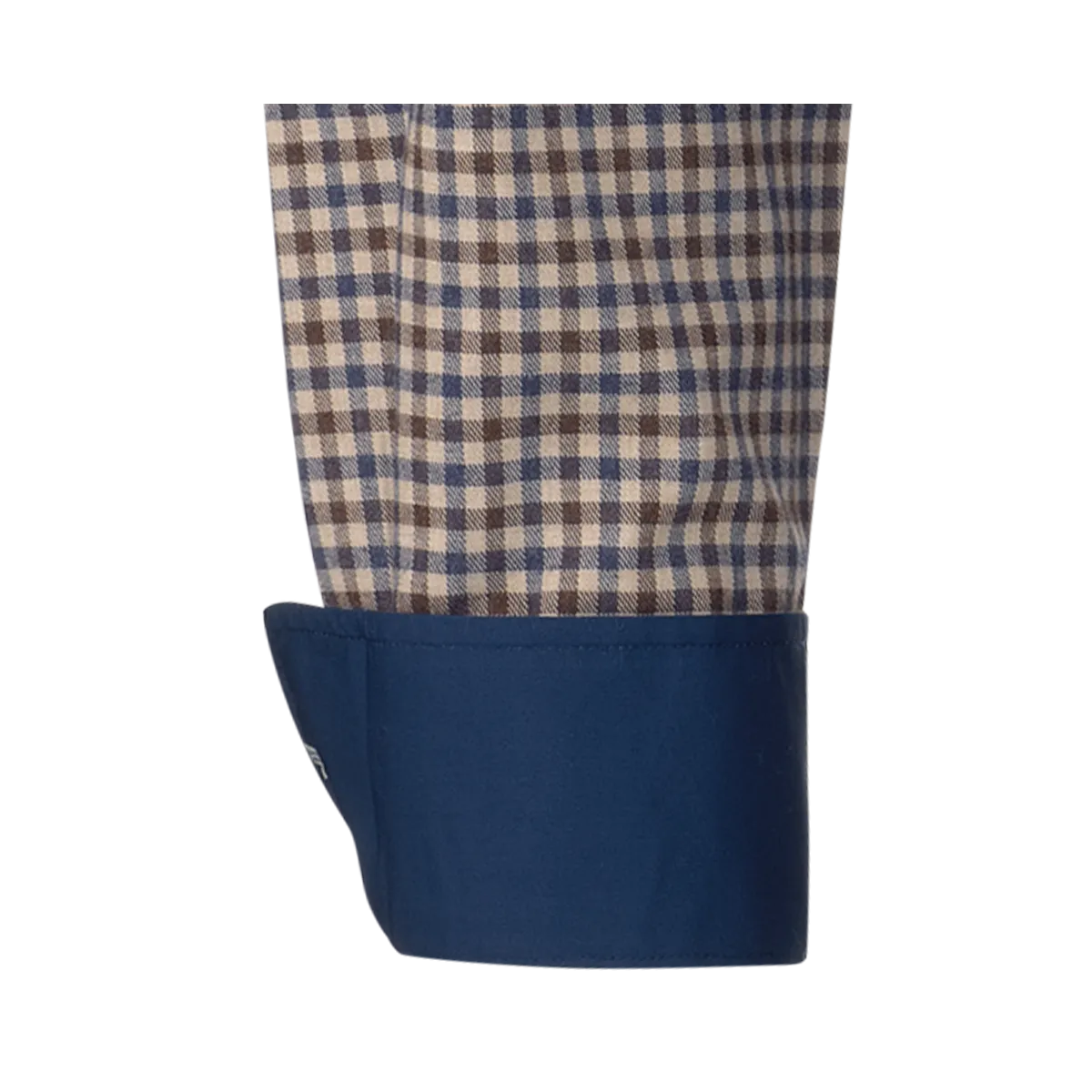 Kariertes Bari Kent Hemd in Beige, Braun und Navy