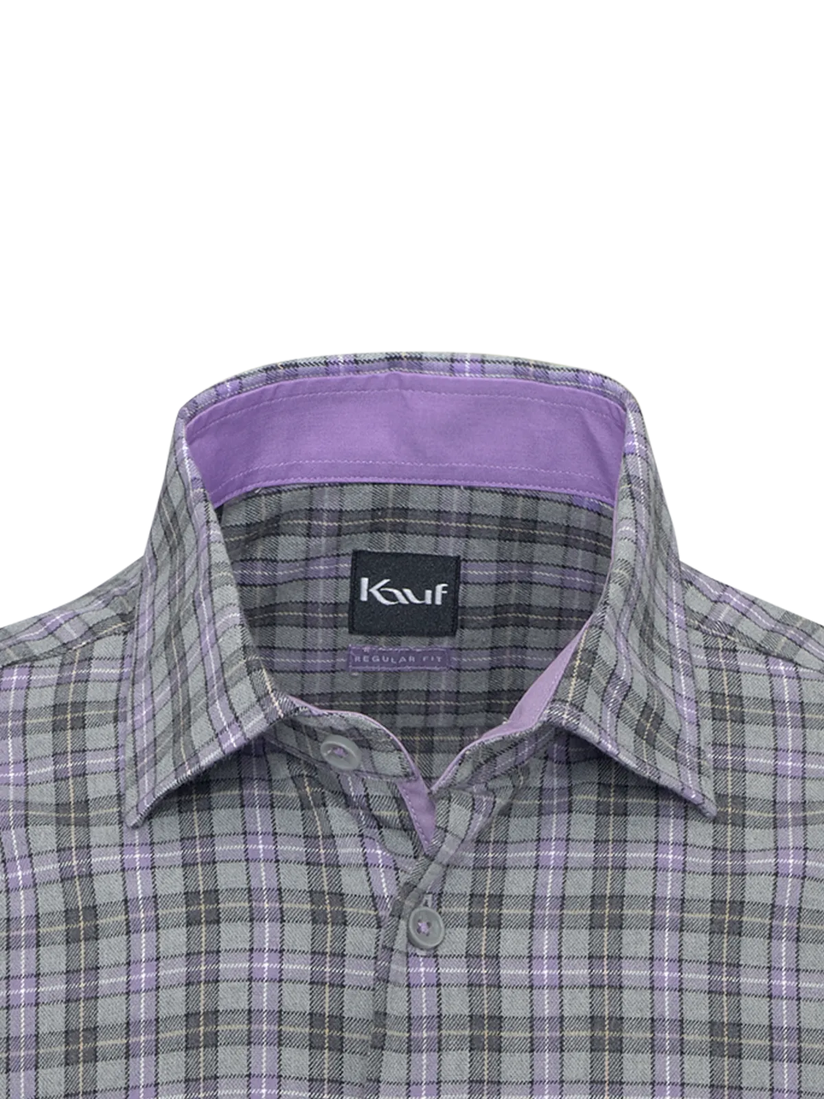 Light grey and lilac Bari Kent flannel shirt with a fine checked pattern