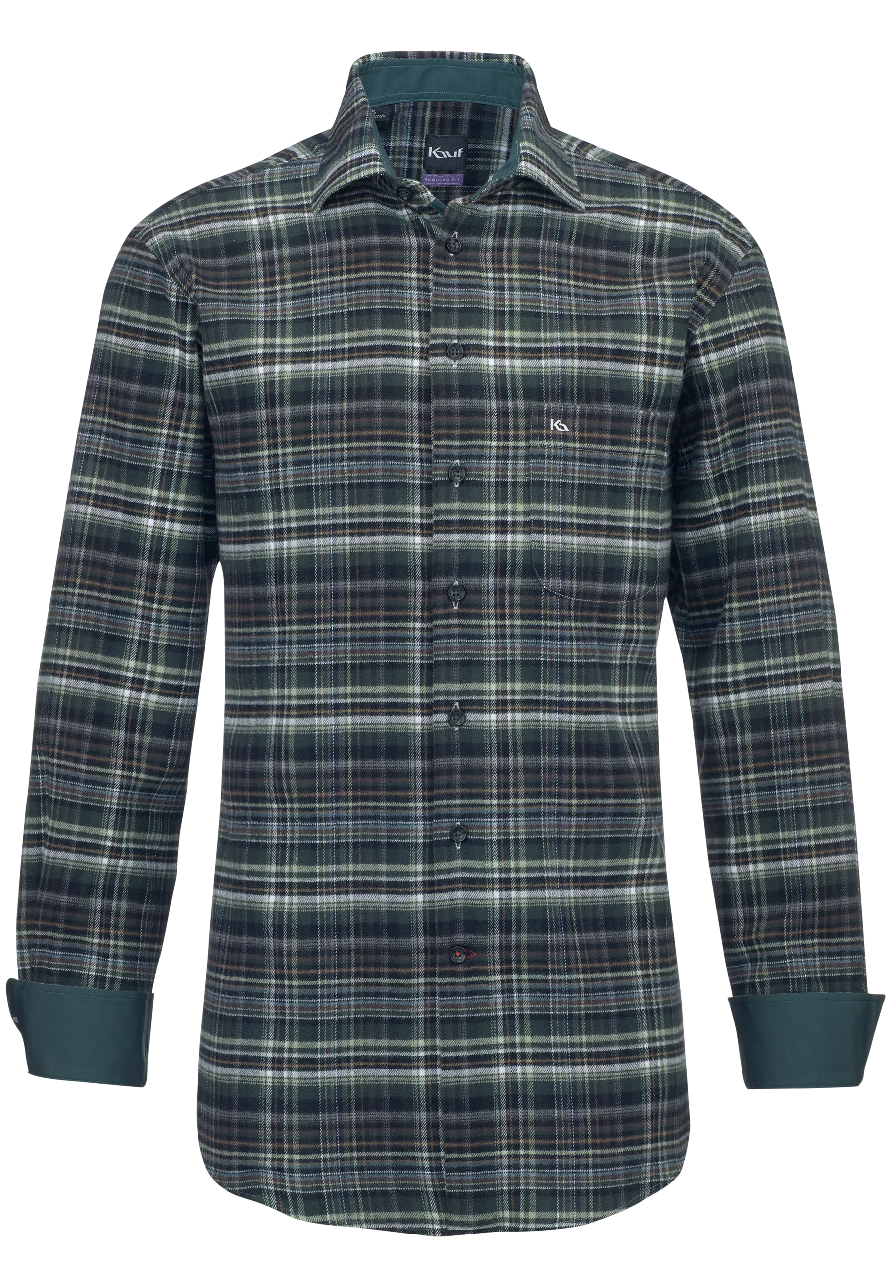 Camicia Bari Kent verde scuro, vestibilità regolare, a quadri
