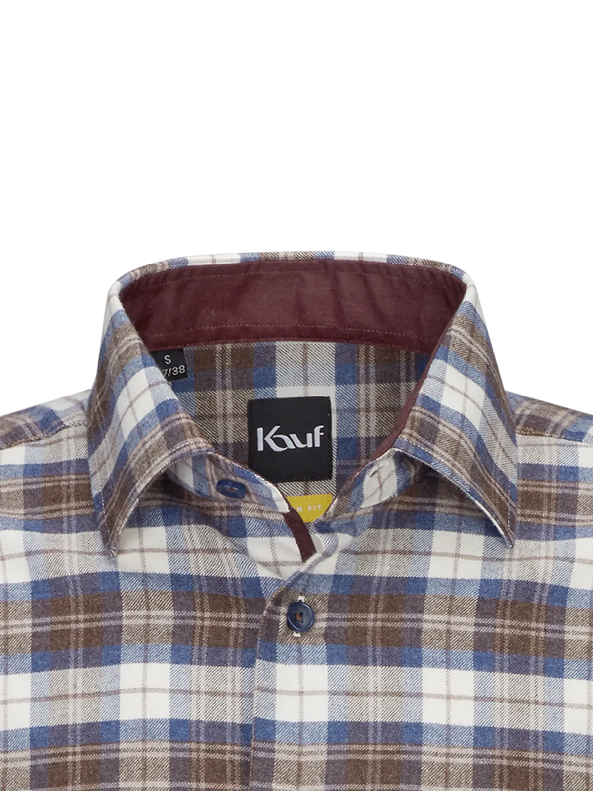 Verona Kent Langarm modern fit mit Kontrast in Flanellqualität