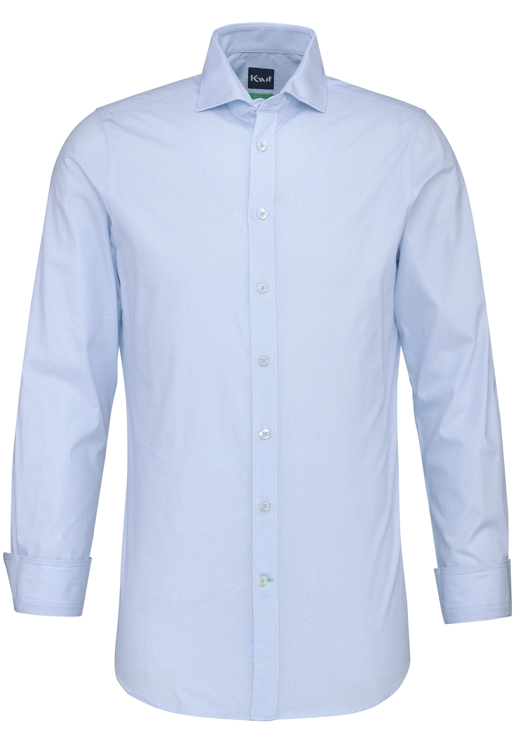 KAUF Slim Fit Herrenhemd 829 30207 500 weiss mit feinem celesteblauem Rautenmuster und New Kent Kragen