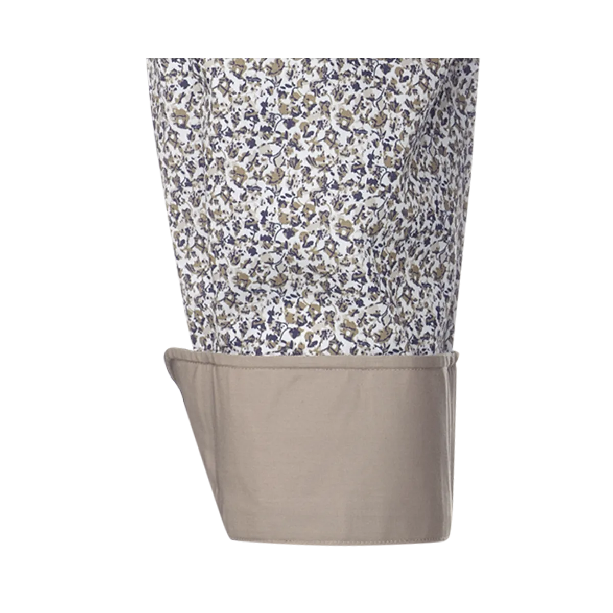Regular Fit Herrenhemd Weiss mit feinem Minimaldruck in Beige und Grau