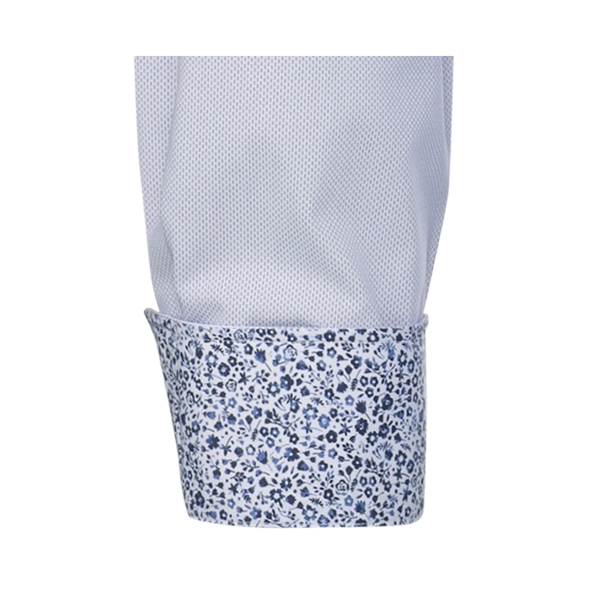 KAUF Regular Fit Hemd – Hellblauer Minimaldruck auf Weiss mit floralem Kontrast