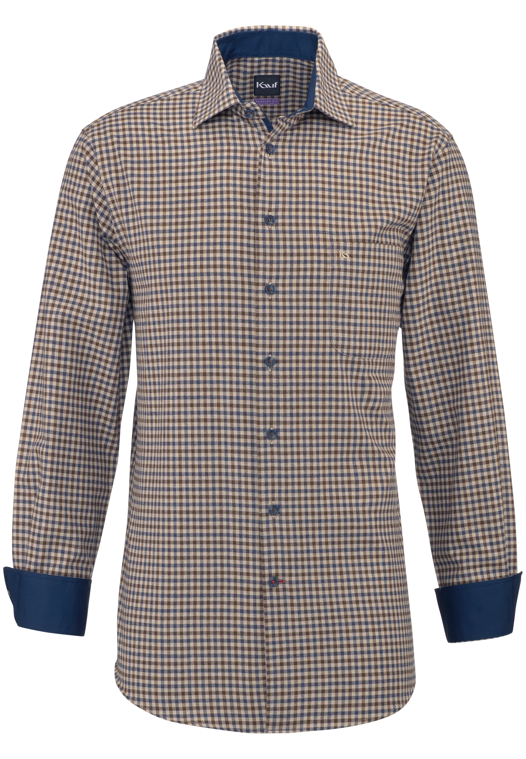 KAUF Bari Kent Karohemd Beige Braun Navy – 176 60312 700