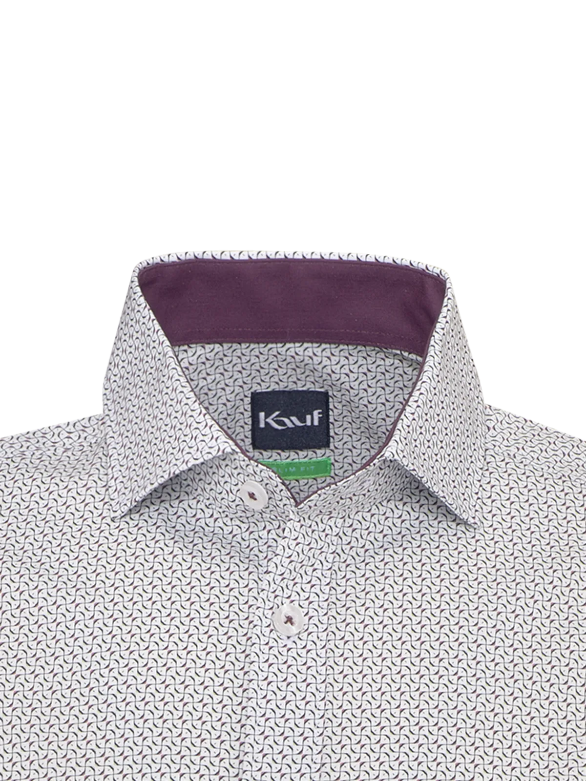 Slim Fit Herrenhemd Weiss mit feinem Ornamentdruck in Weinrot