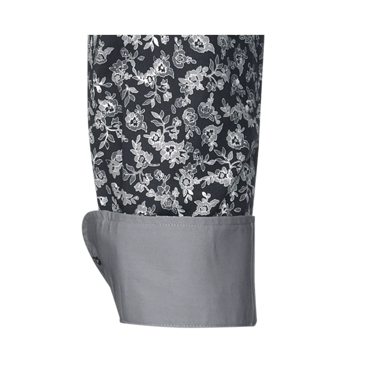 Camicia KAUF Modern Fit Verona – Stampa floreale grigia su sfondo nero