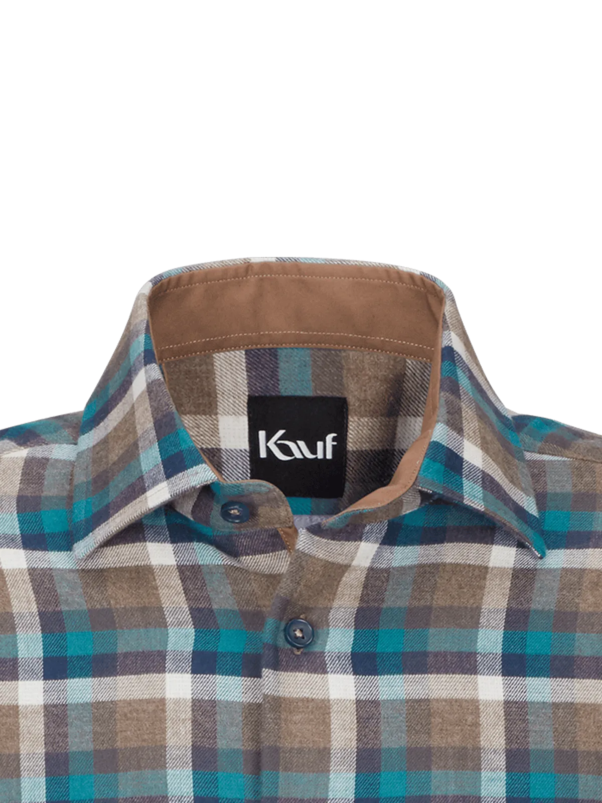 Bari Kent Langarm regular fit mit Kontrast in Flanellqualität