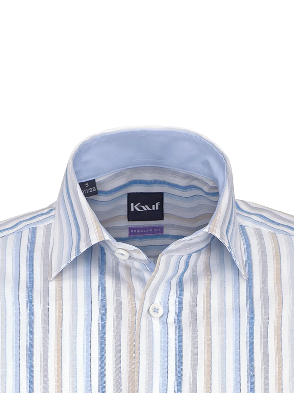 Bari Kent Kurzarm regular fit mit Kontrast mit Leinen