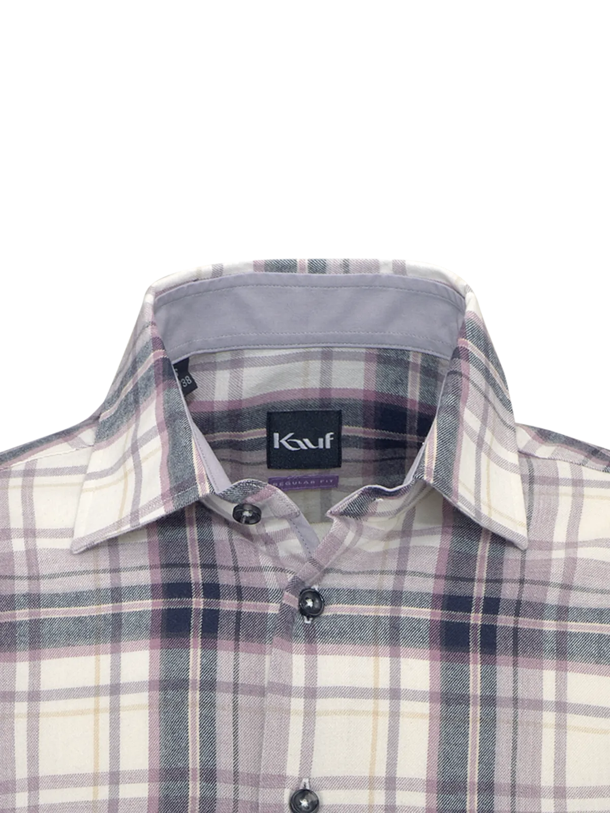 Mauve-ecrufarbenes Bari Kent Flanellhemd mit grossem Karomuster