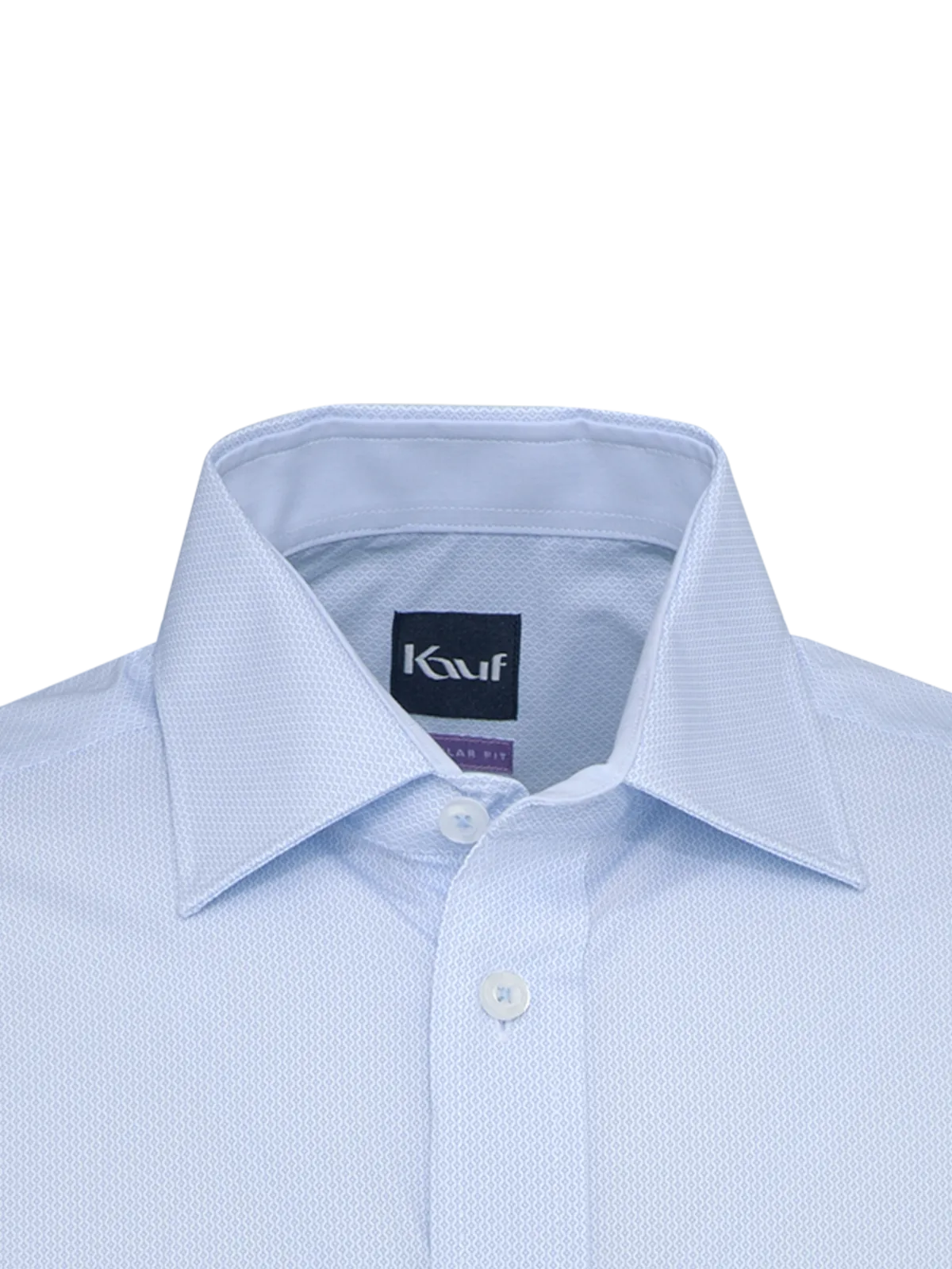 KAUF Regular Fit Hemd – Celesteblauer Rautendruck auf Weiss