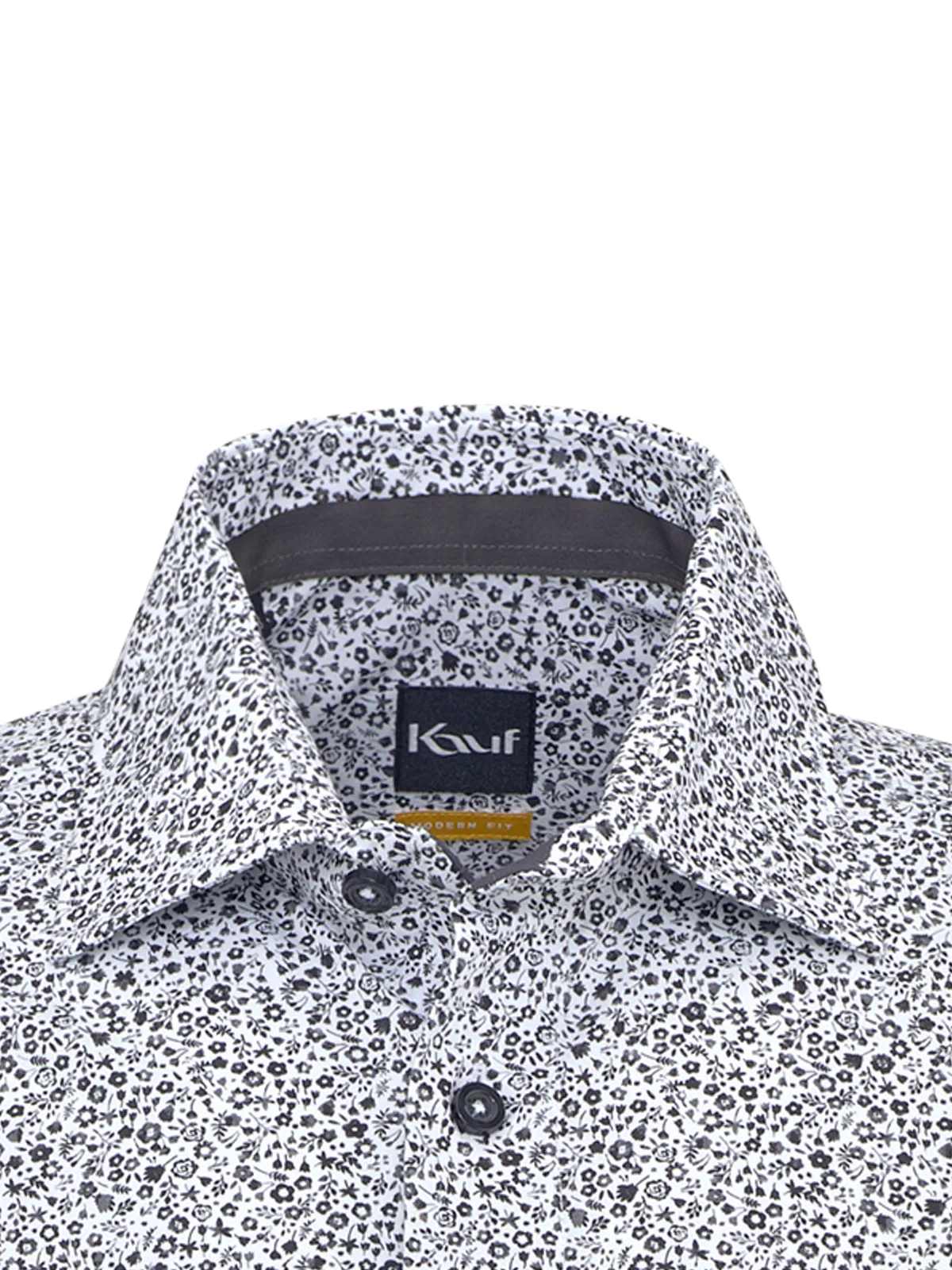 Modern Fit Hemd mit anthrazitfarbenem Blumendruck – Firenze New Kent
