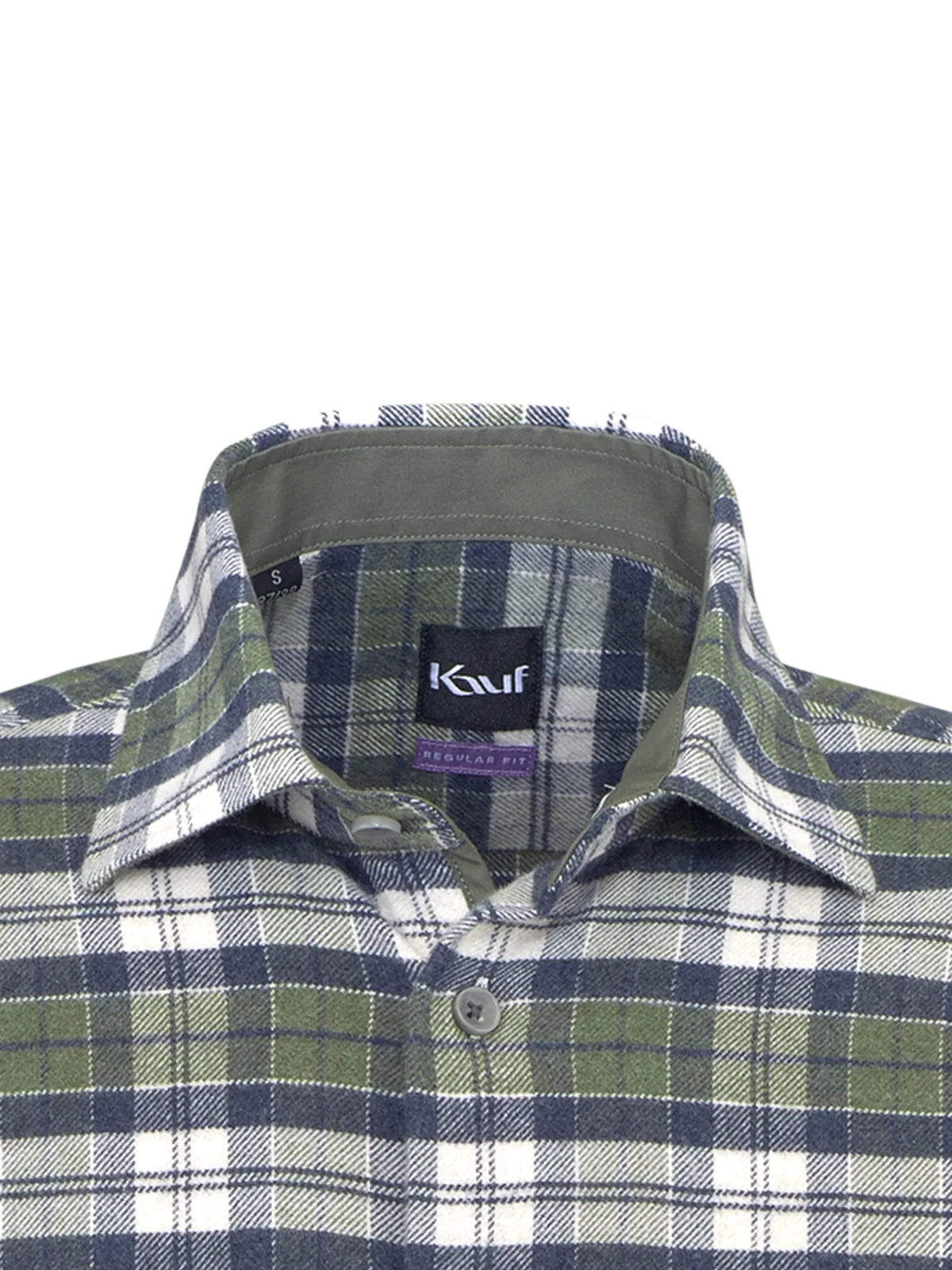 Regular Fit Flanellhemd Dunkelgrün-Navy mit Karomuster